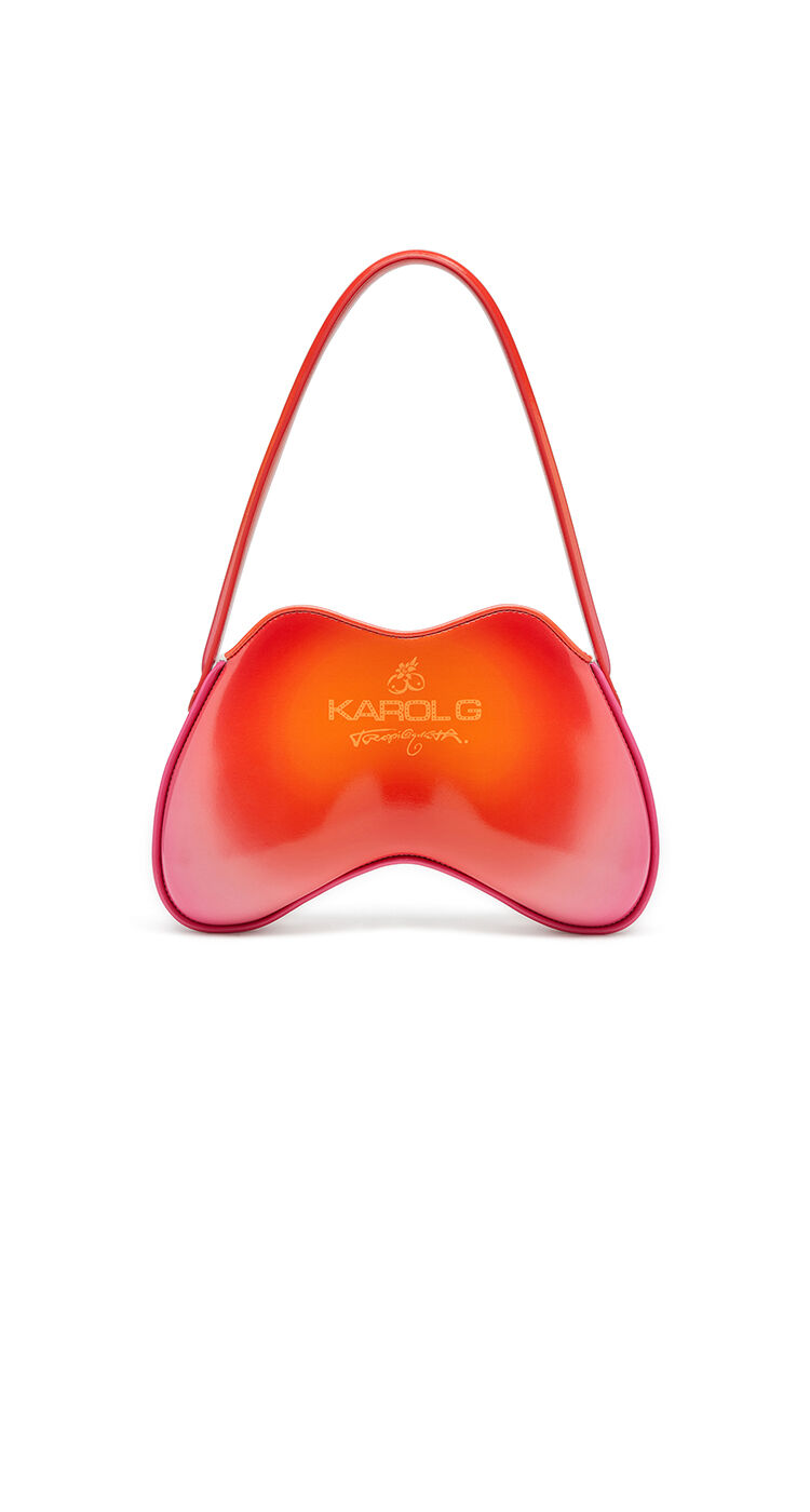 Double-D-Glossy shoulder bag with lotus print