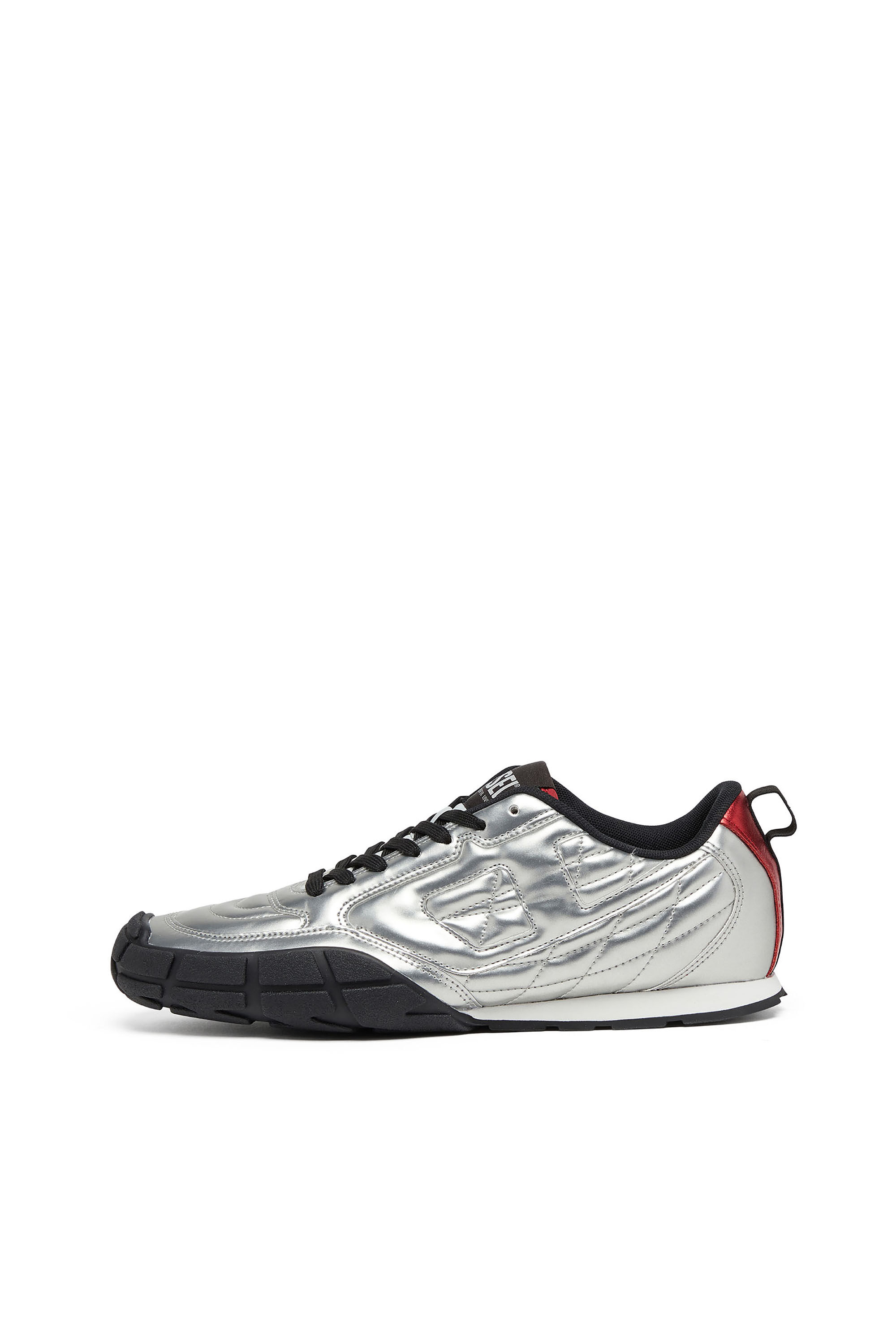 Diesel - S-PAGODHA LOW, Man's S-Pagodha-Quilted metallic sneakers in Silver/Black - 8