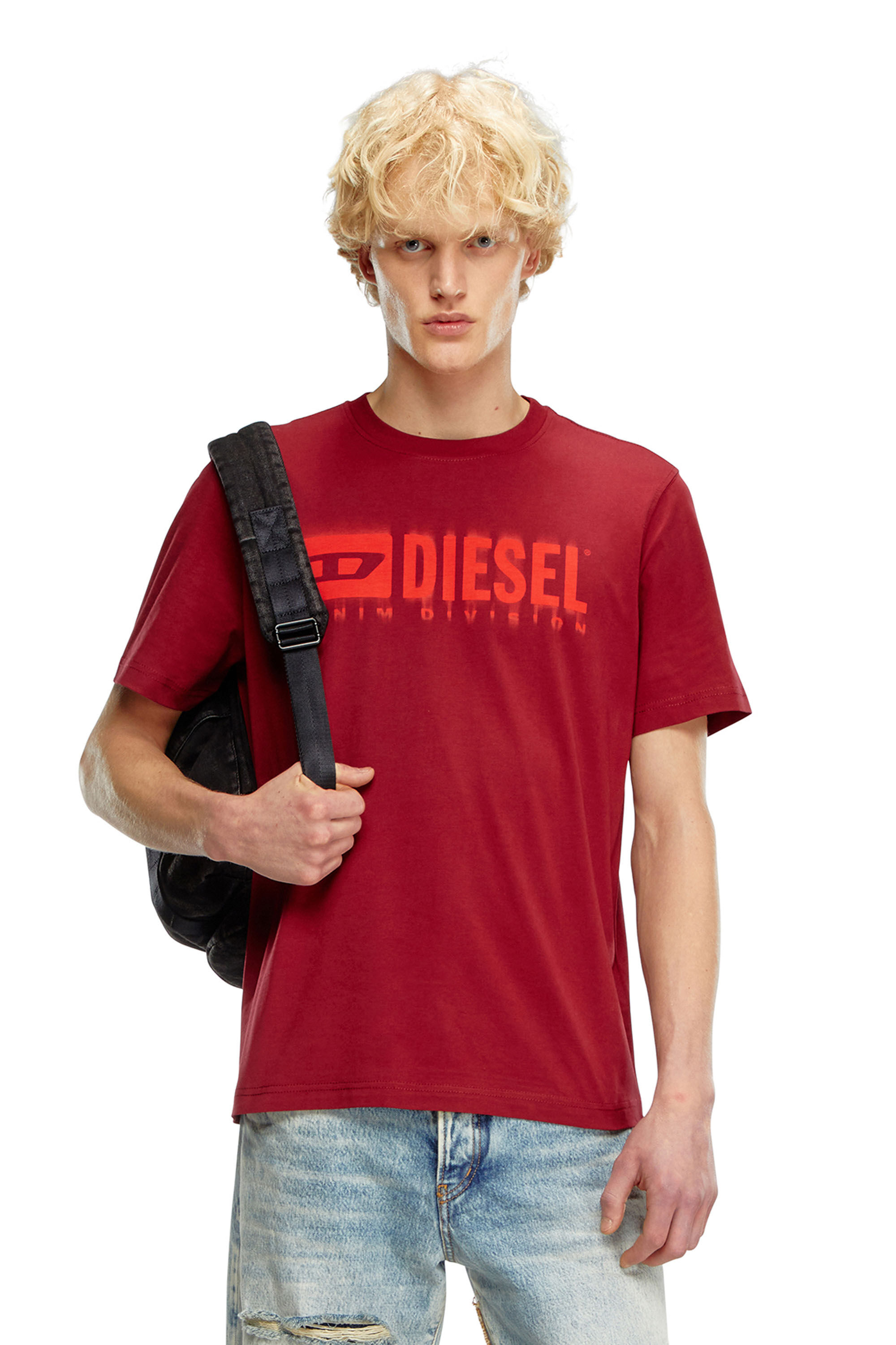 Diesel - T-ADJUST-Q7, Man T-shirt with blurry Diesel logo in Red - Image 3