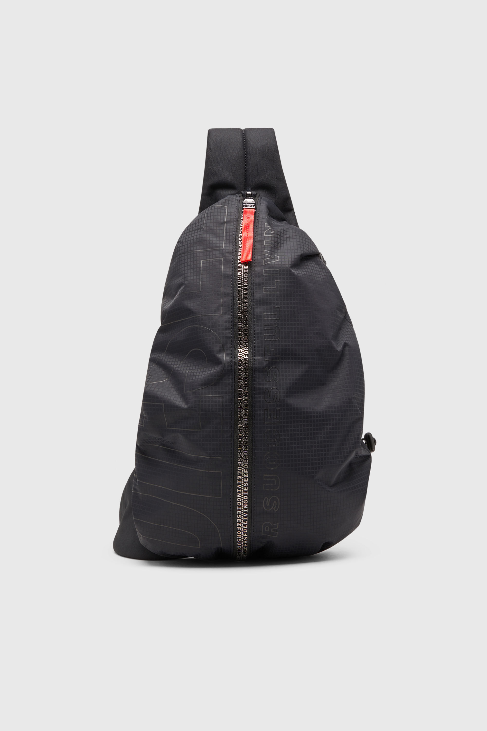 Diesel - ZIP-D SLING BAG X, Man's Zip-D-Sling backpack in check-jacquard shell in Black - 2