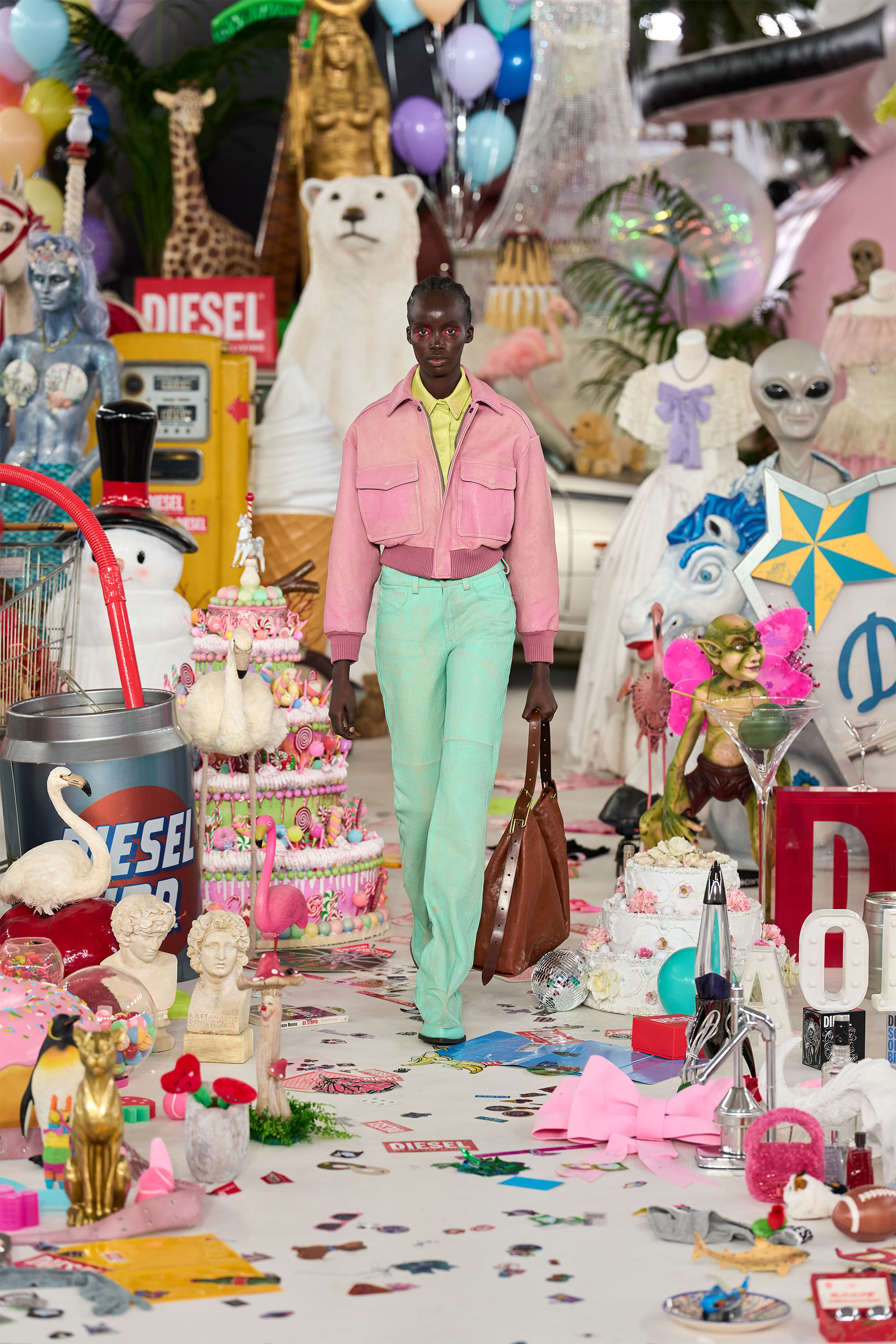 Diesel - L-AVIA, Woman's Aviator jacket in treated leather in Pink - 6