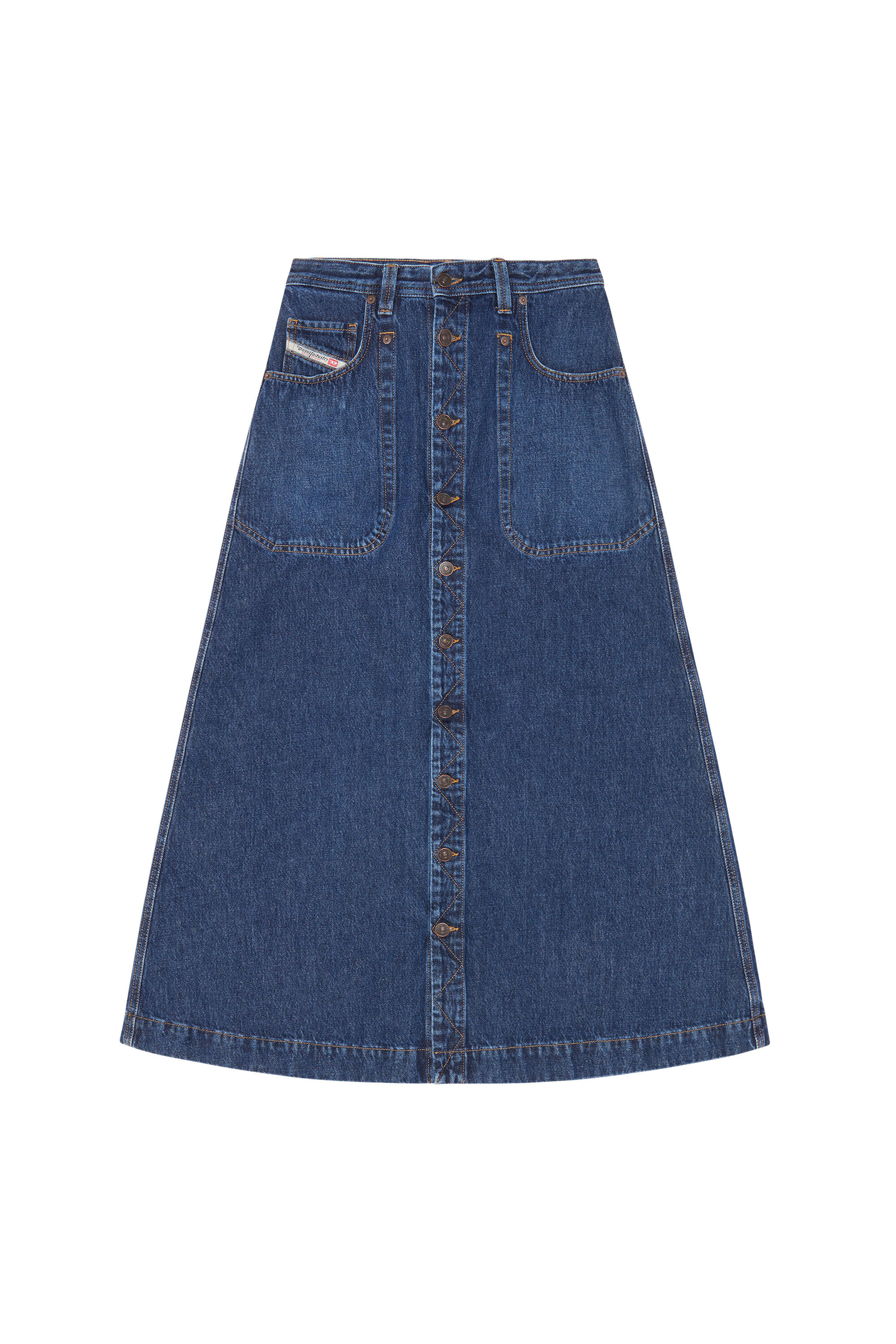 Diesel - DE-ALBUS-L A-LINE LONG SKIRT, Dark Blue - Image 2