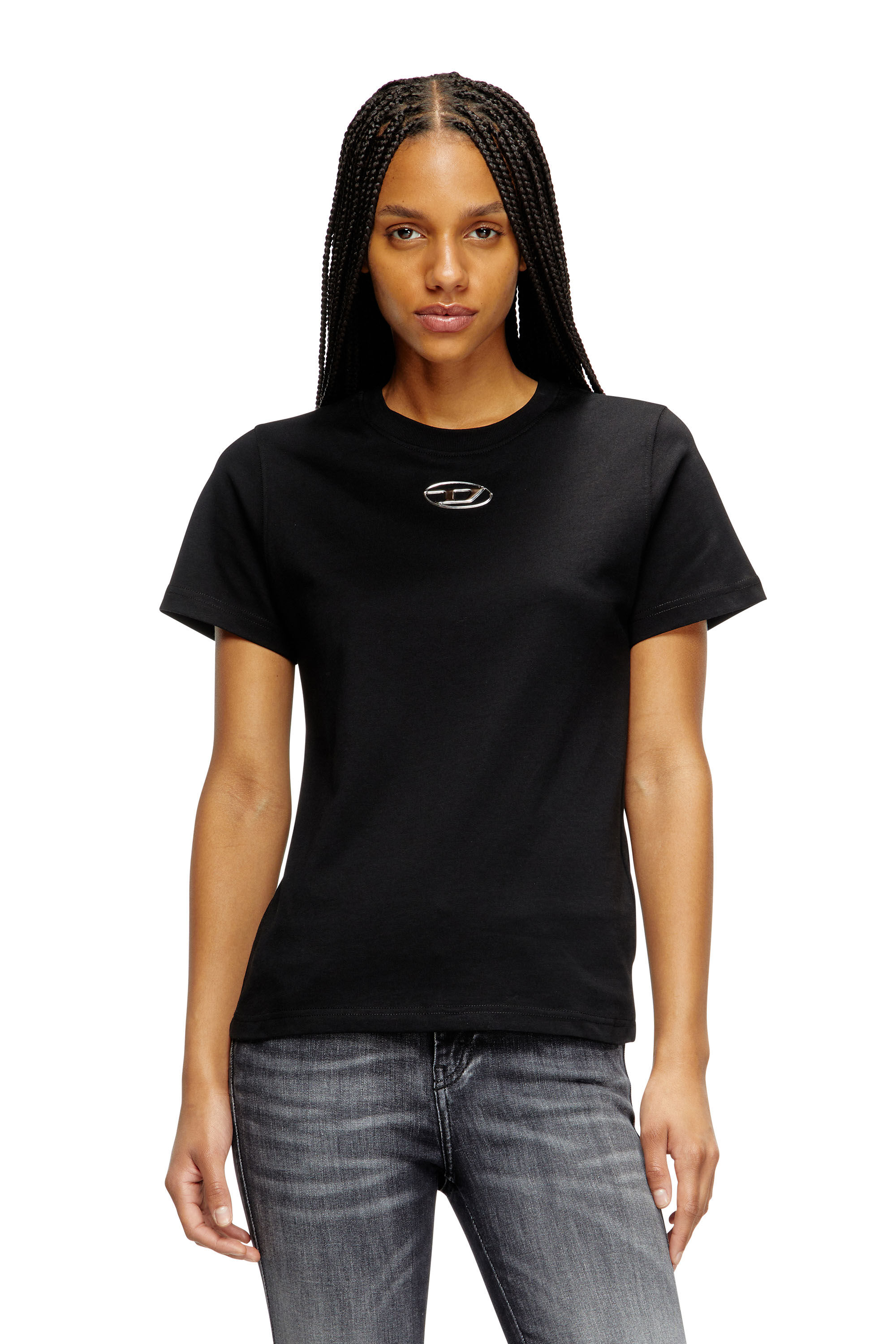 Diesel - T-REGS-OD-Q1, Woman's Regular fit T-shirt with Oval D in Black - 3