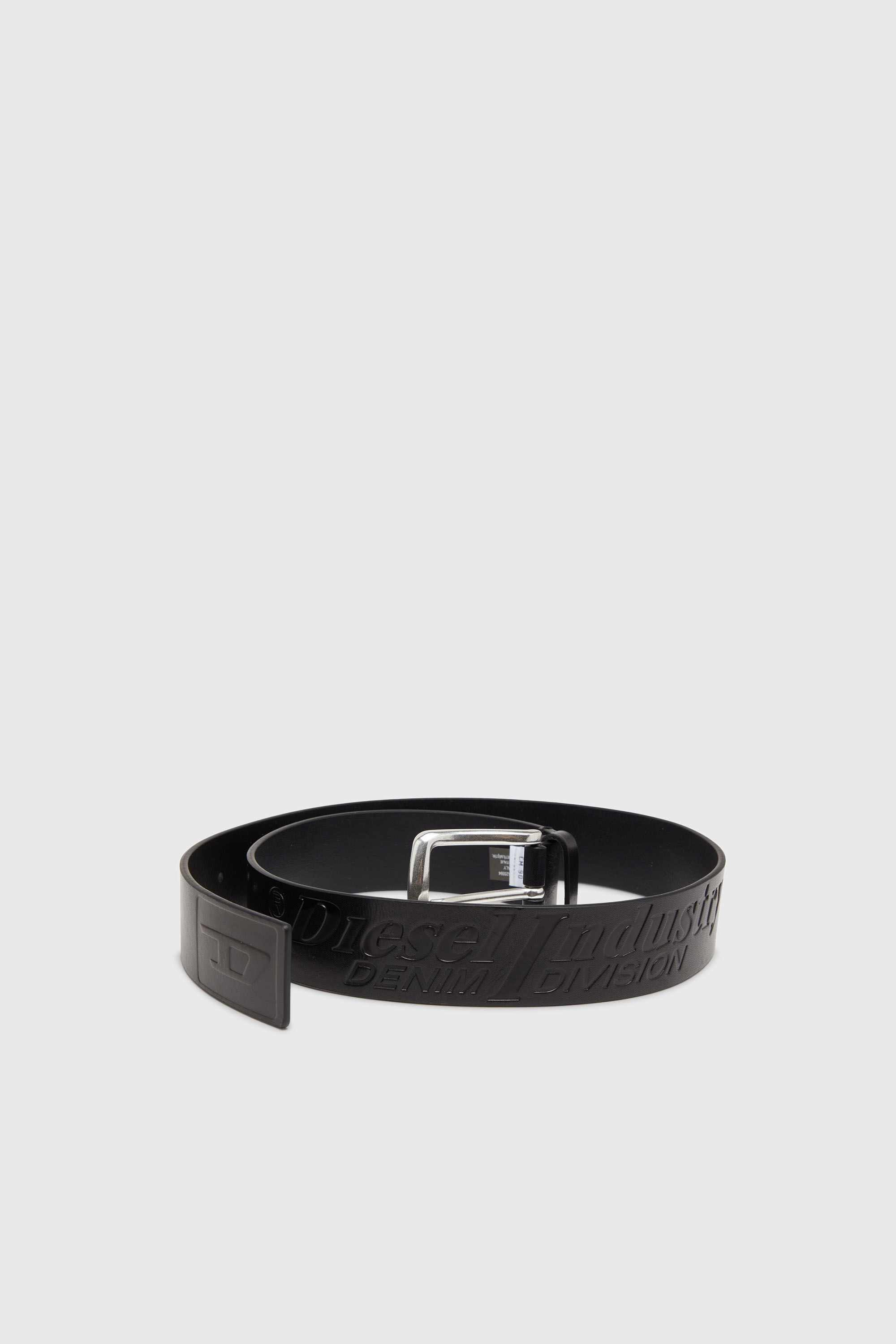 Diesel - B-FLAG-D EMBOSSED, Man's 4 cm leather belt with engraved logo in Black - 3