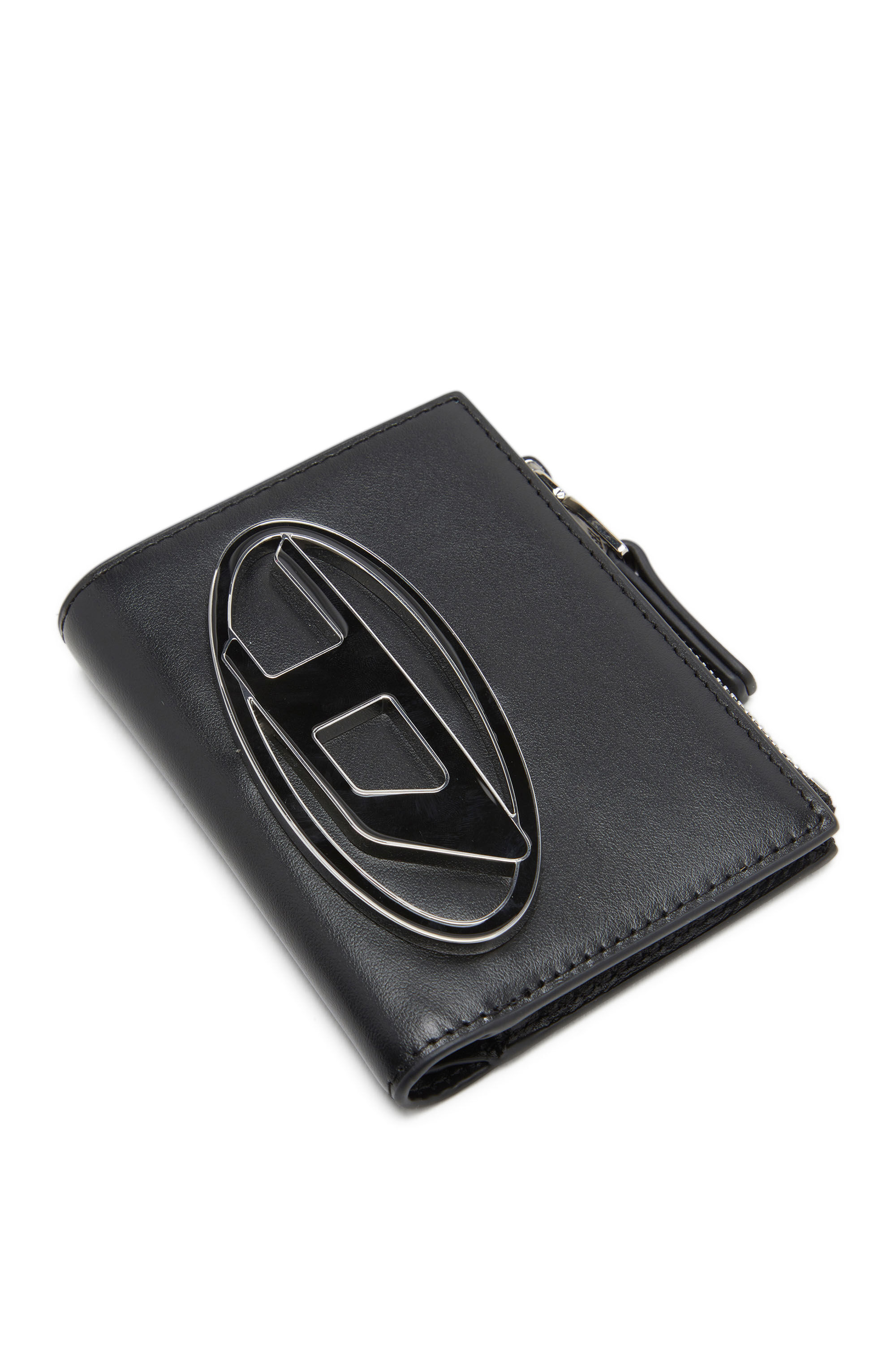 すぐ届く!DIESEL 1dr Bi-Fold Zip Ii イット・バッグ ミニ財布 Women's Small leather wallet with logo plaque | Black | Diesel