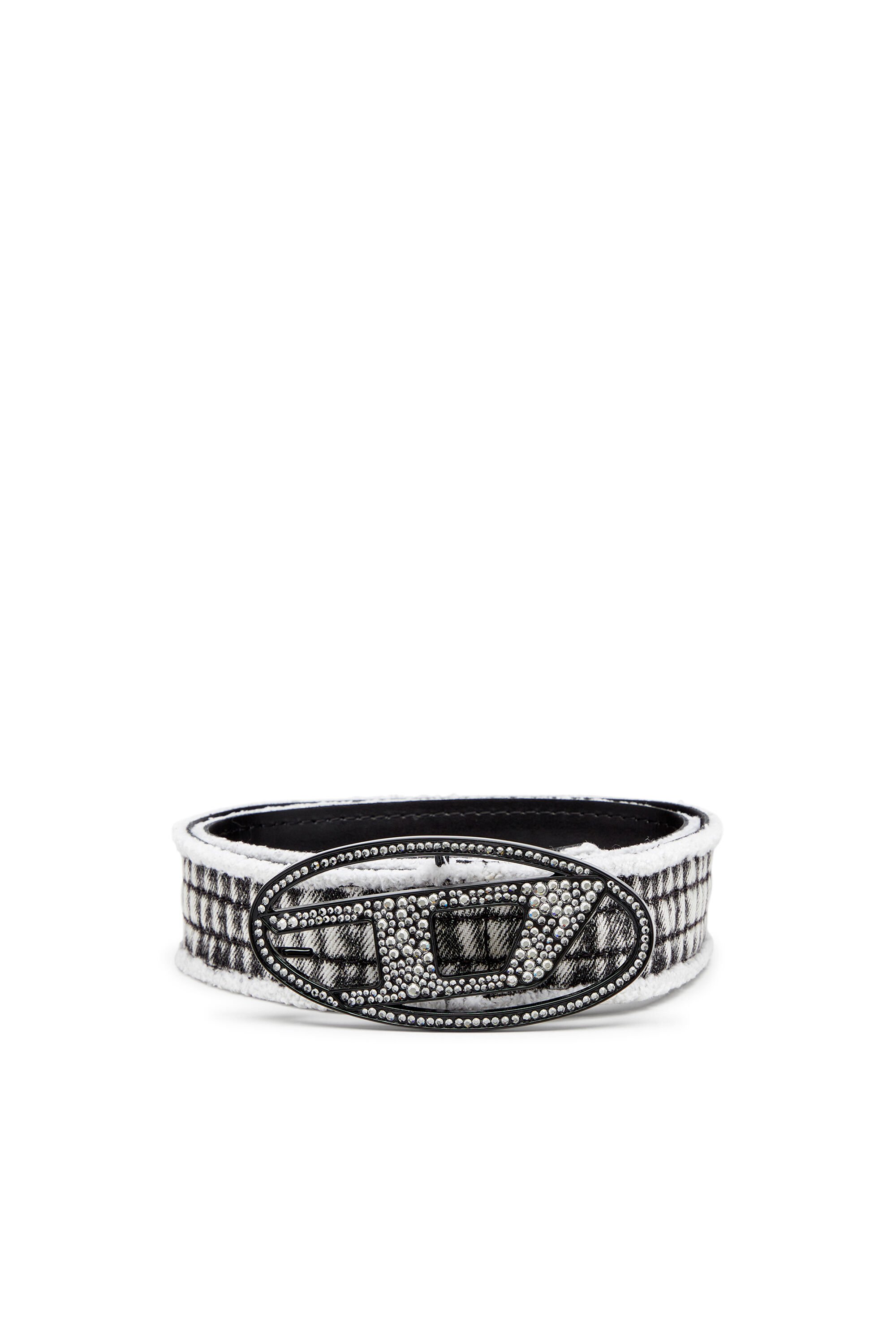 Diesel - B-1DR STRASS, Woman's Denim and leather belt with crystal buckle in Black - 1