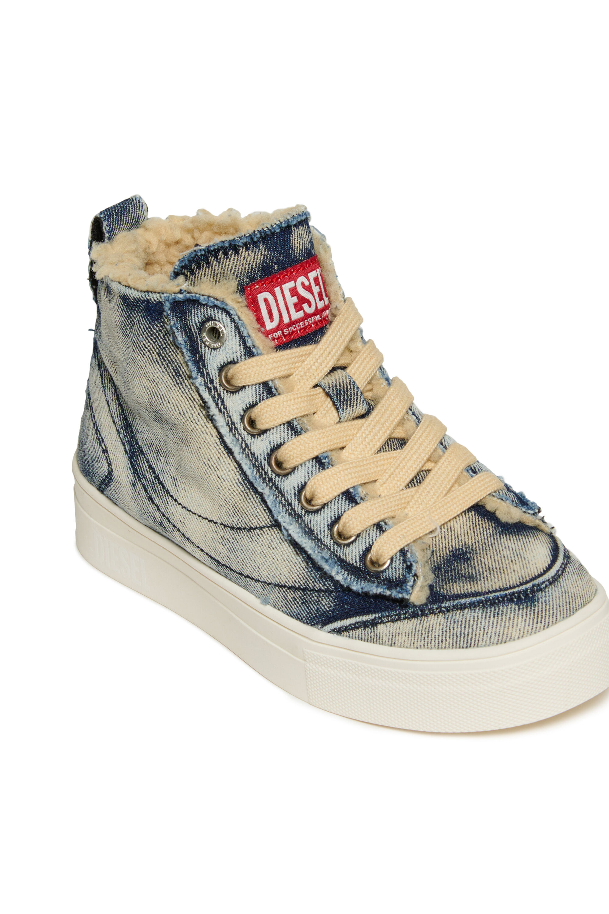 Diesel - S-VANEELA MC, Unisex's S-VANEELA MC cotton sneakers with logo in Blue Jeans - 4
