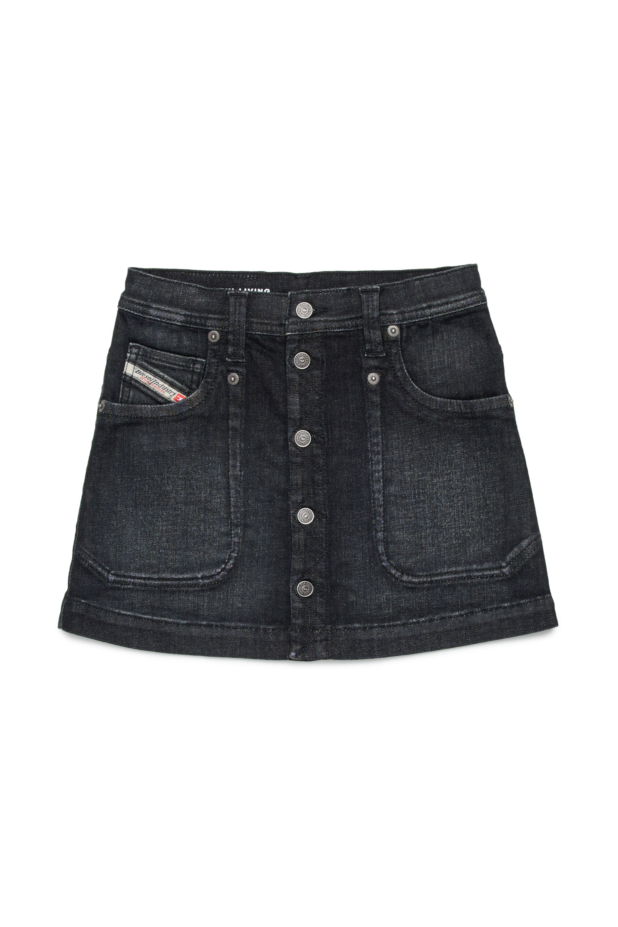 Diesel - GEALBUS, Woman's Denim skirt with front buttons in Black/Dark grey - 1