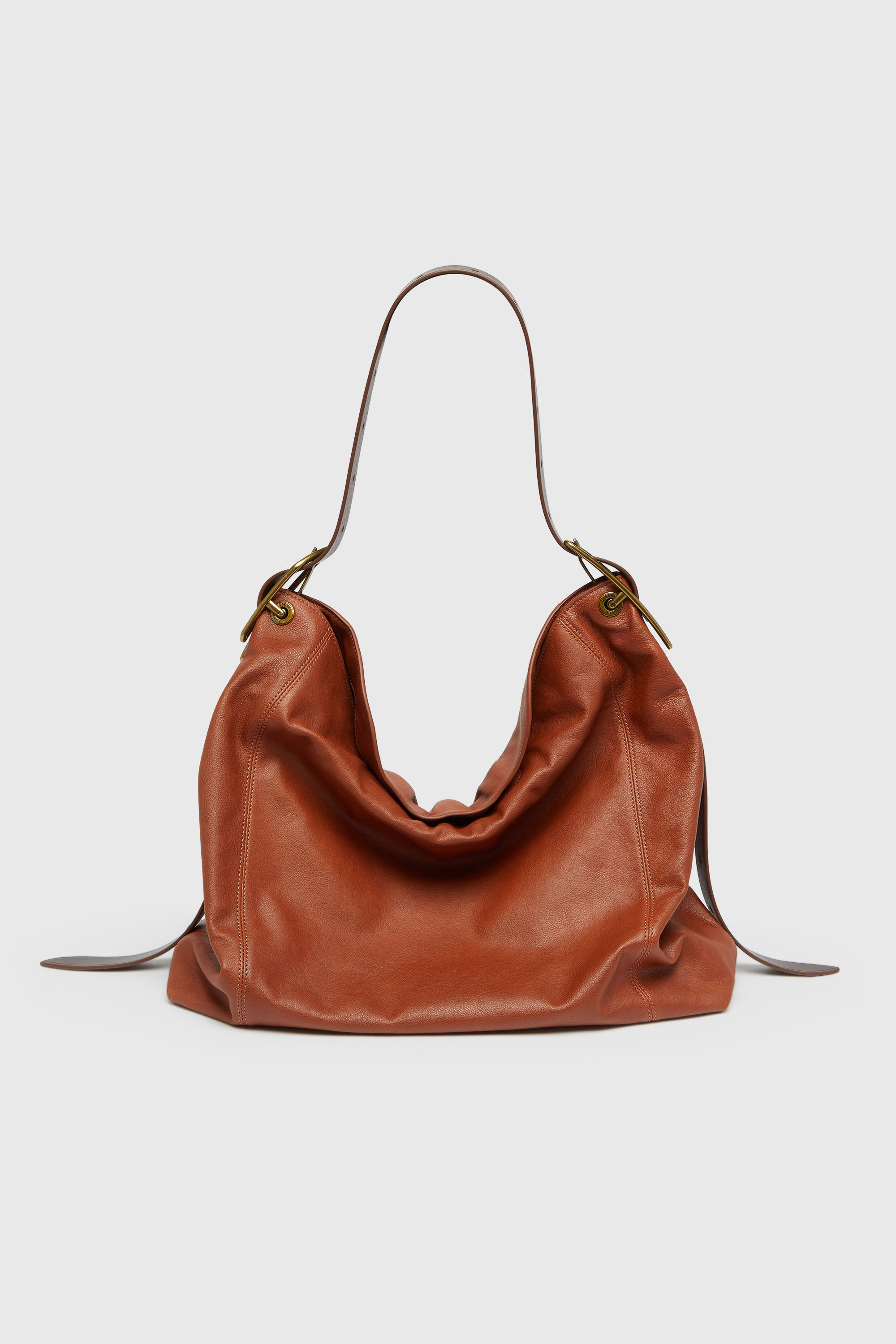 Diesel - D-LINE HOBO L, Woman's D-Line-Hobo bag in shiny leather in Brown - 2