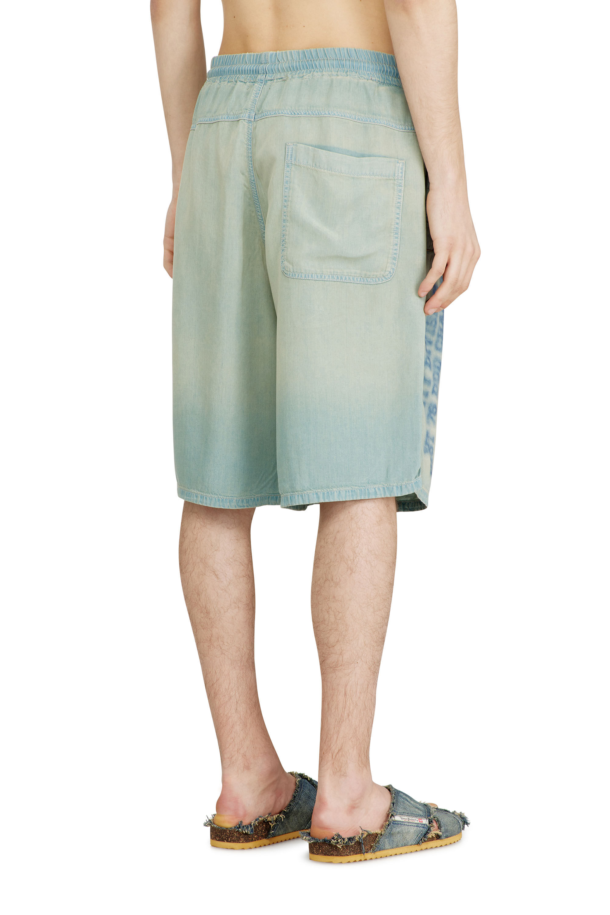 Diesel - D-ENIMOS-SHORT-S2, Unisex's Shorts in fluid dirt-effect denim in Light Blue - 3