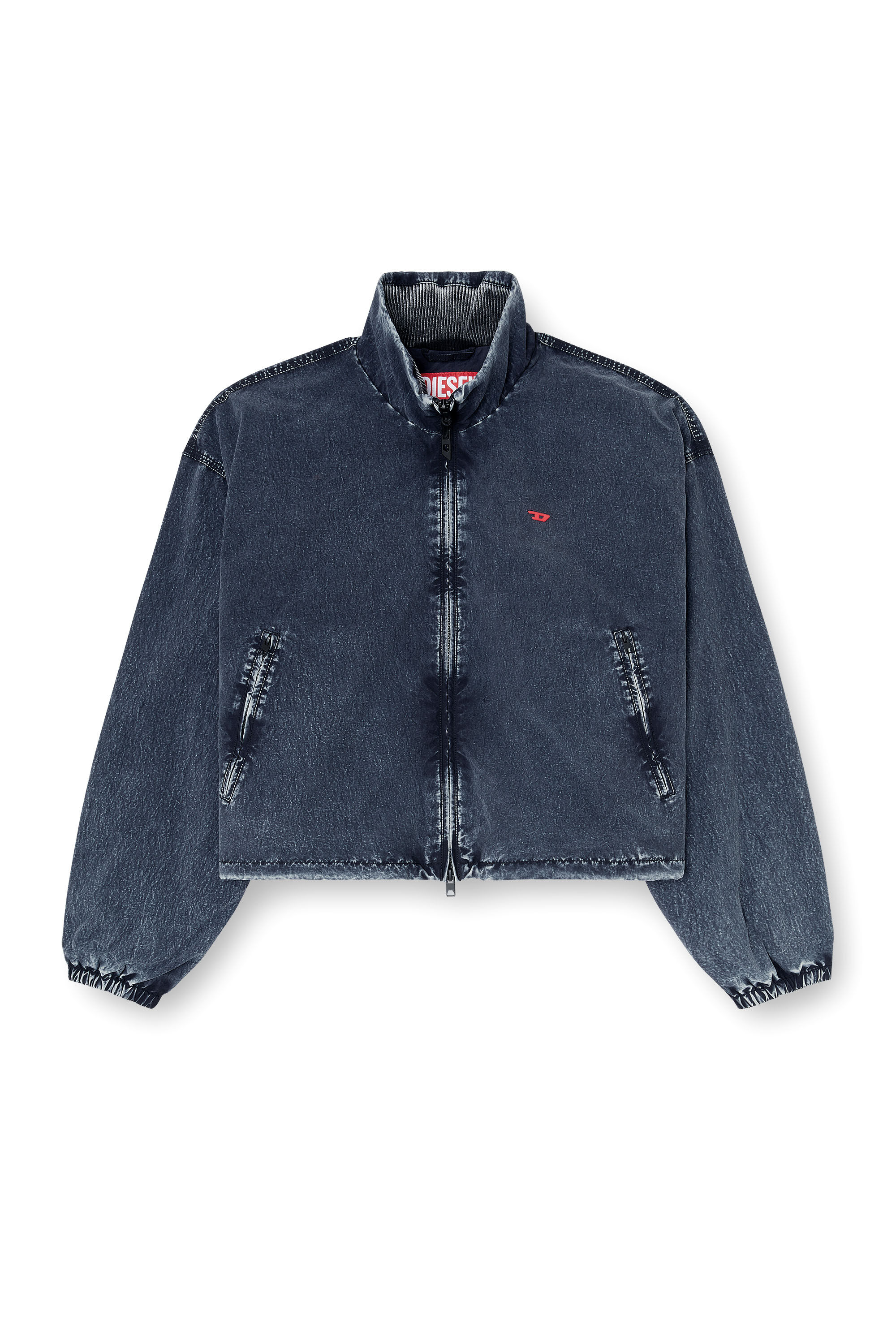 Diesel - G-LEAMER, Woman's Windbreaker jacket in acid-wash Taslan in Dark Blue - 2