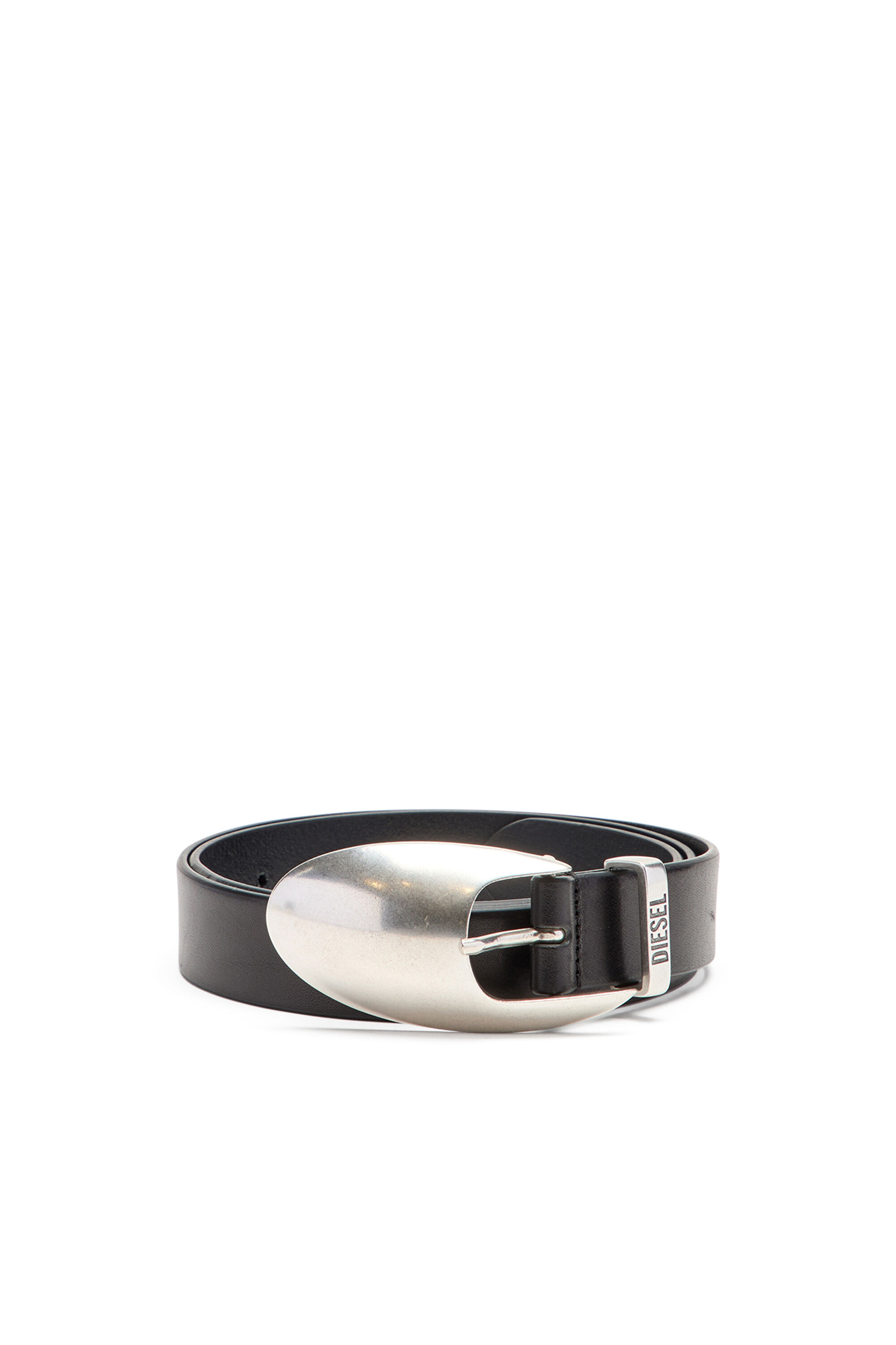 Diesel - B-ROP 30, Man's 3cm leather belt with sculptural buckle in Black - 1