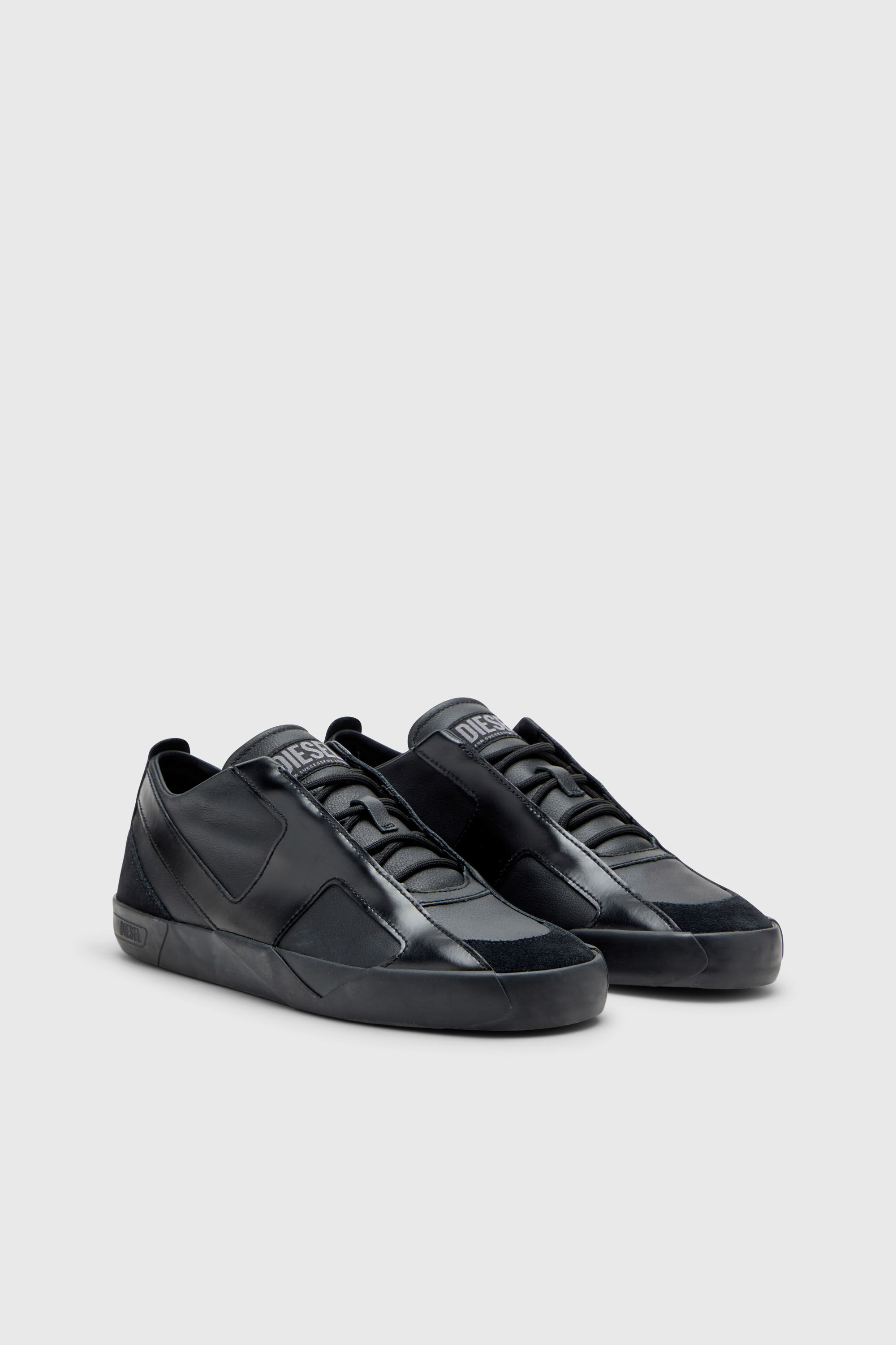 Diesel - S-SLANTE-D LOW, Man's S-Slante-D-Sneakers in suede and leather with D logo in Black - 2