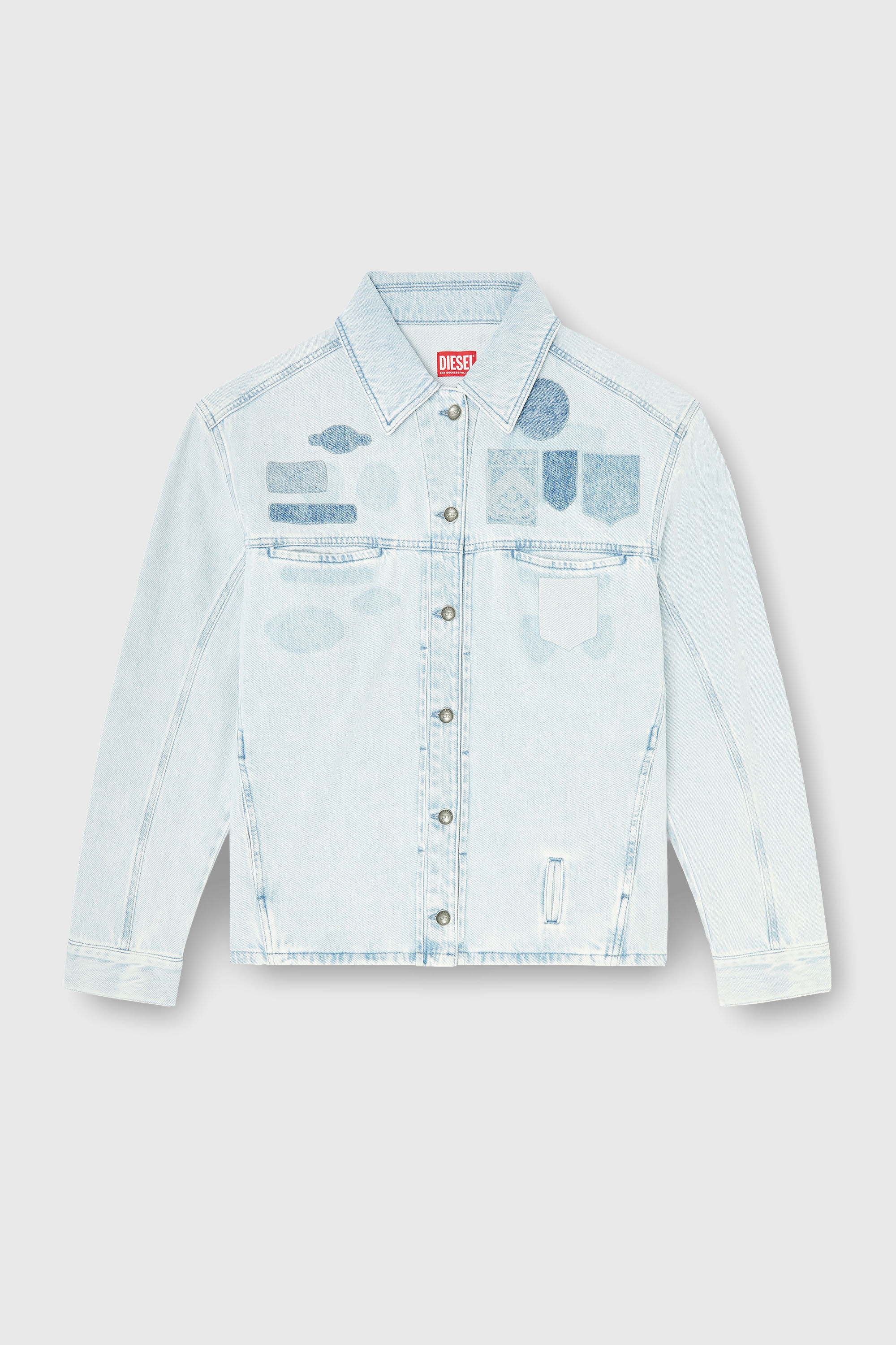 Diesel - D-RYMAVO-S, Unisex's Denim overshirt with patch effects in Light Blue - 2