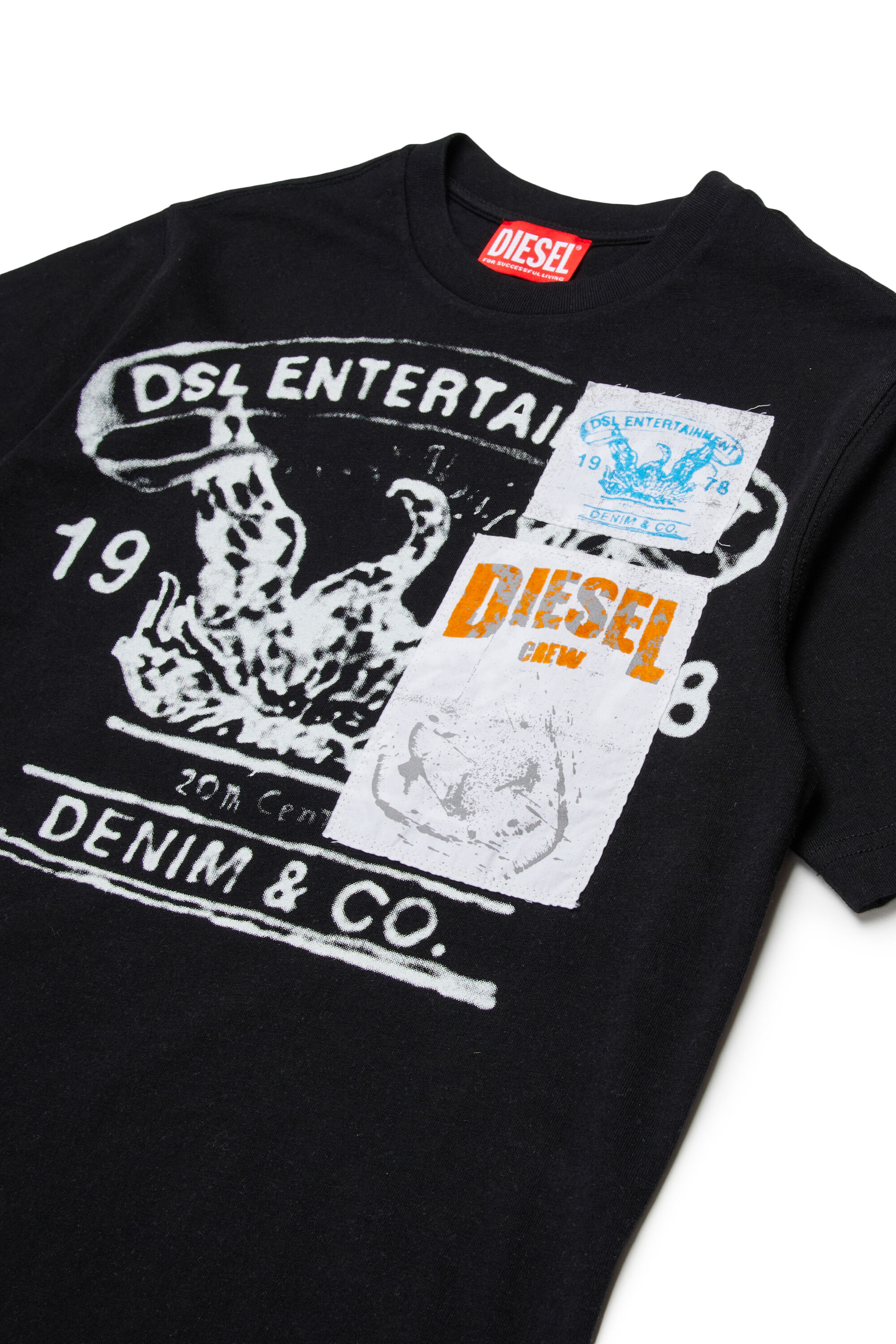 Diesel - TDERSIM OVER, Man's T-shirt with vintage-style print in Black - 3