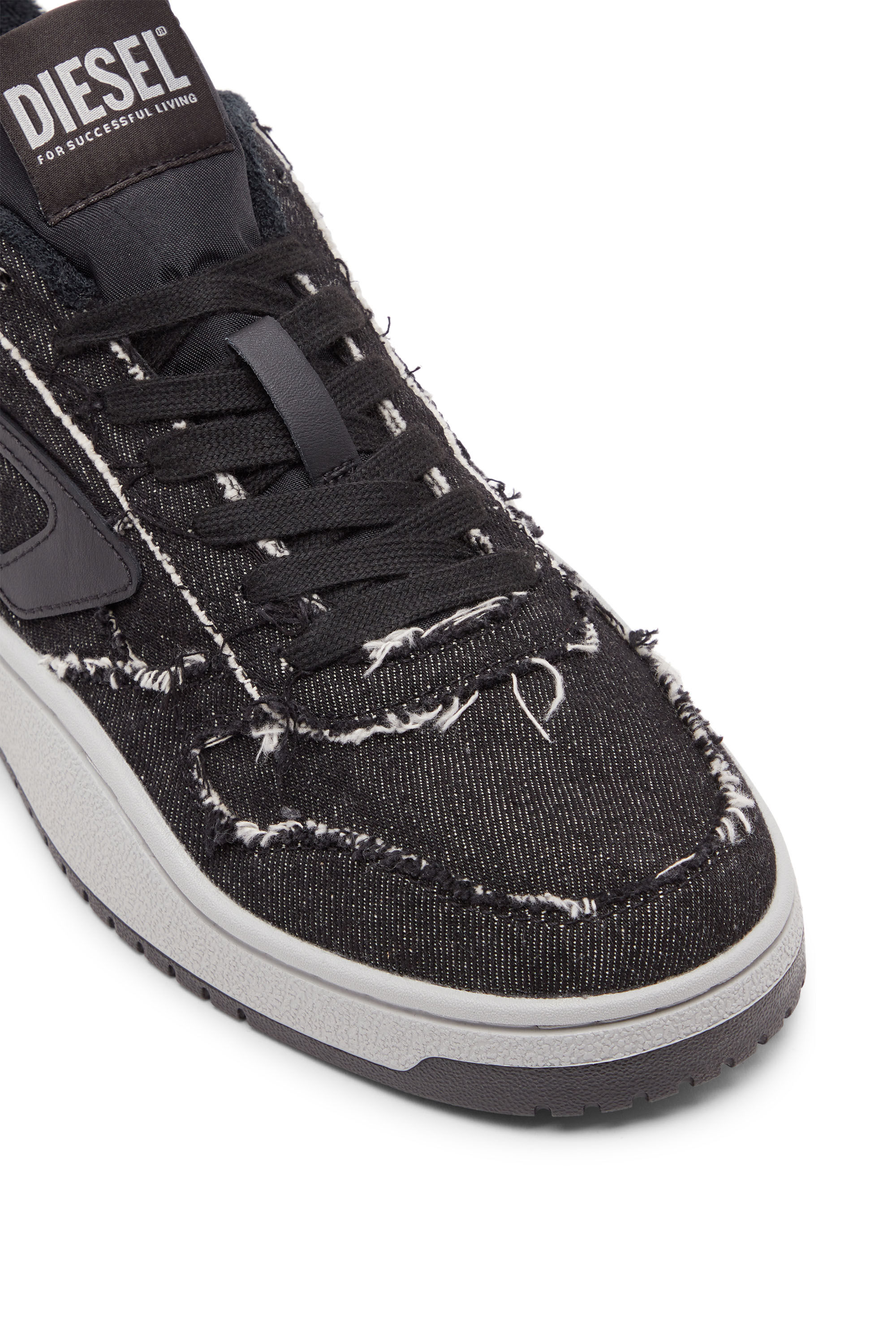 Men's S-Ukiyo Low-Low-top sneakers in frayed denim | Black | Diesel