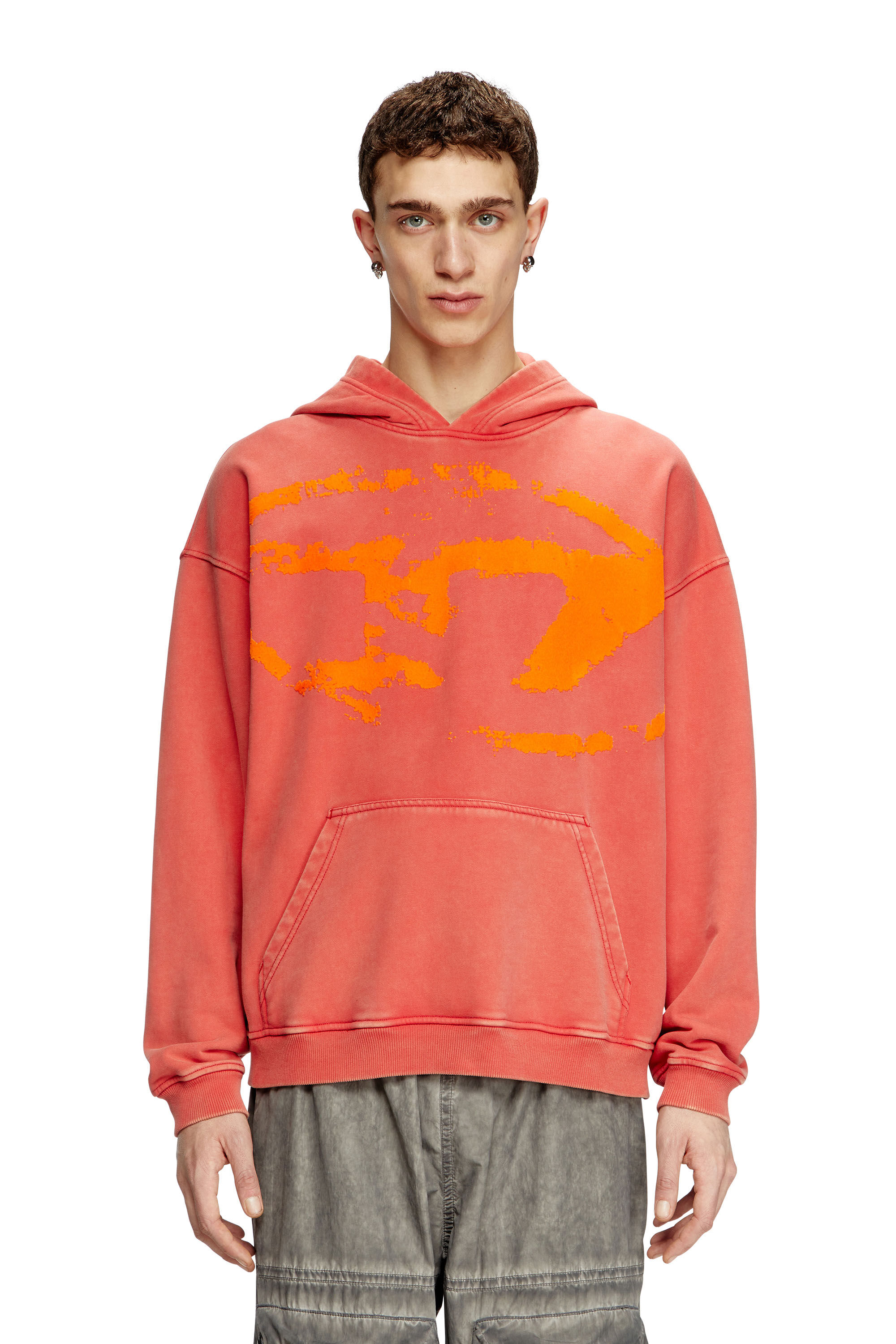 Diesel - S-BOXT-HOOD-R10, Man's Hoodie with flocked Oval D logo in Red - 3