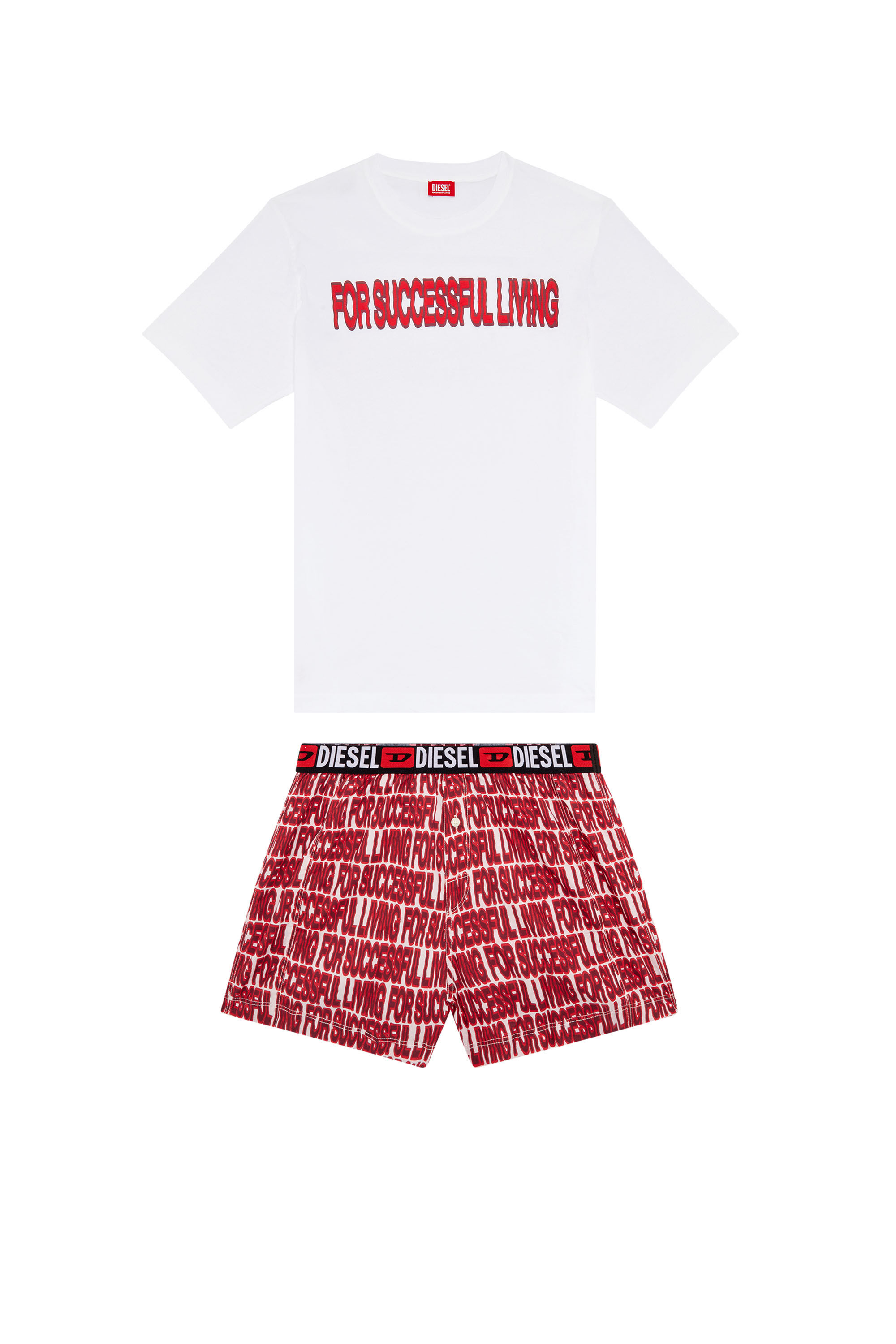 Diesel - UMKIT-JUST-STARK-EL, Man's For Successful Living pyjama set in White/Red - 1