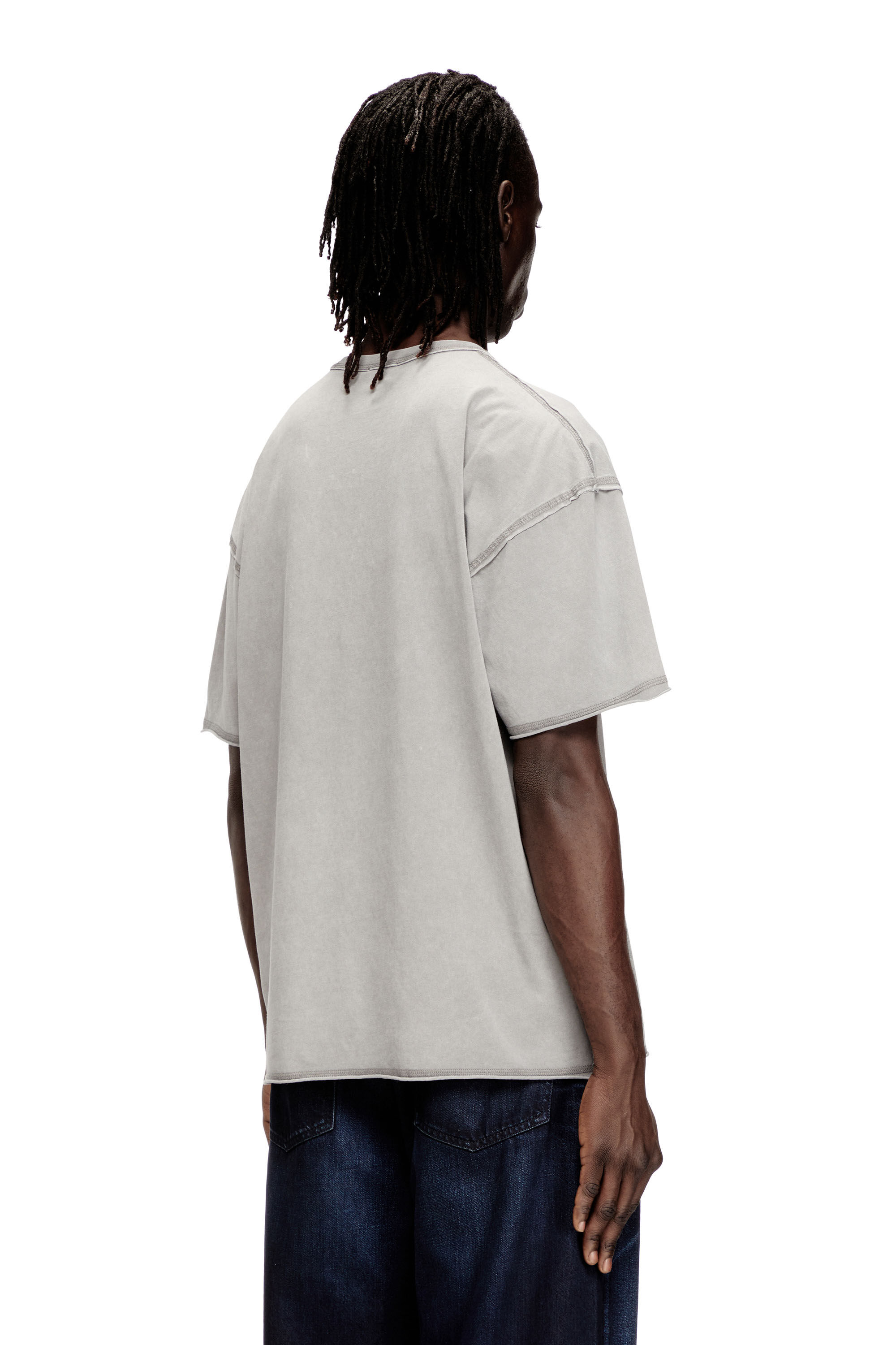 Diesel - T-RAWBOXT, Man's T-shirt with appliqué logo and raw edge in null - 3