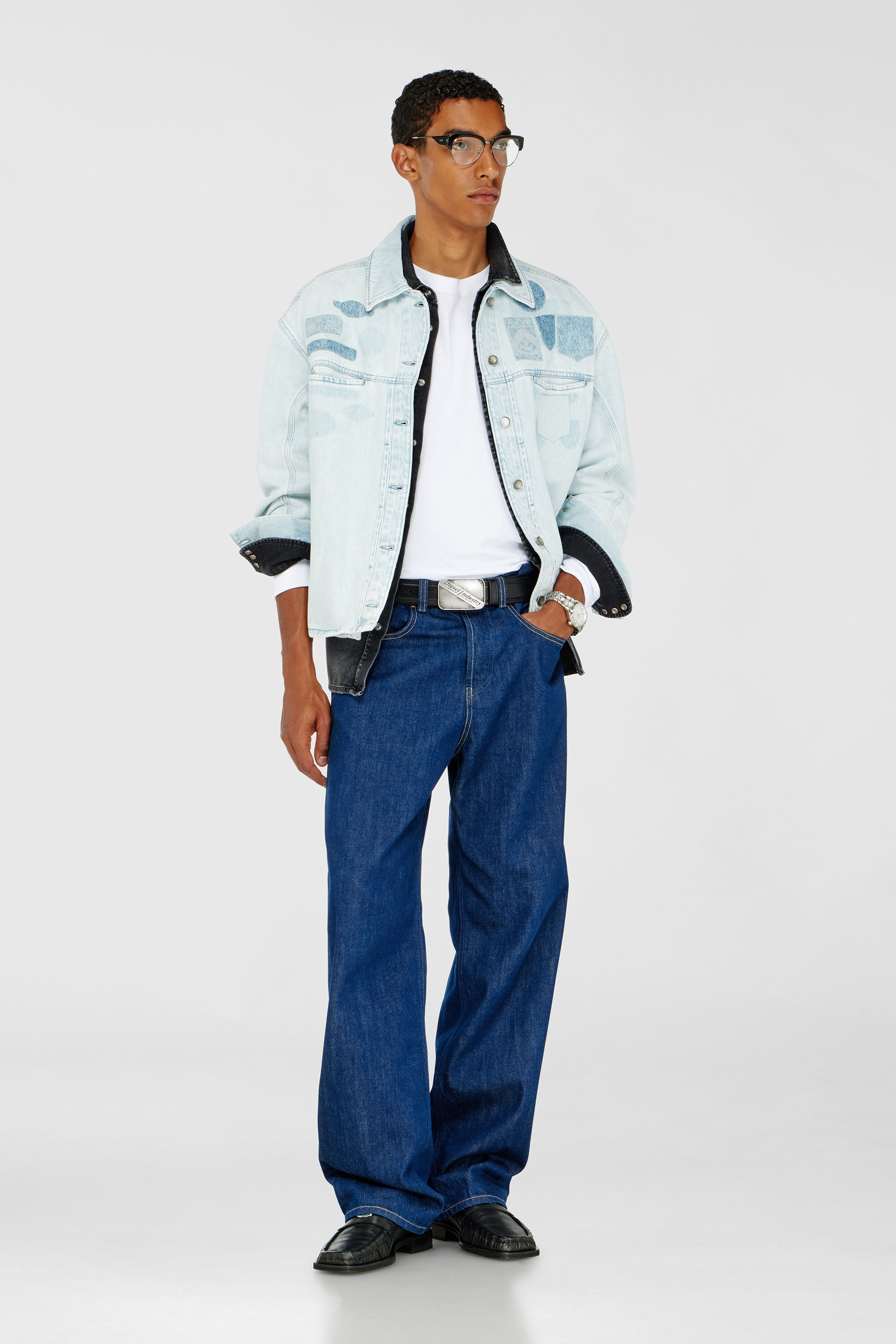 Diesel - D-RYMAVO-S, Unisex's Denim overshirt with patch effects in Light Blue - 1