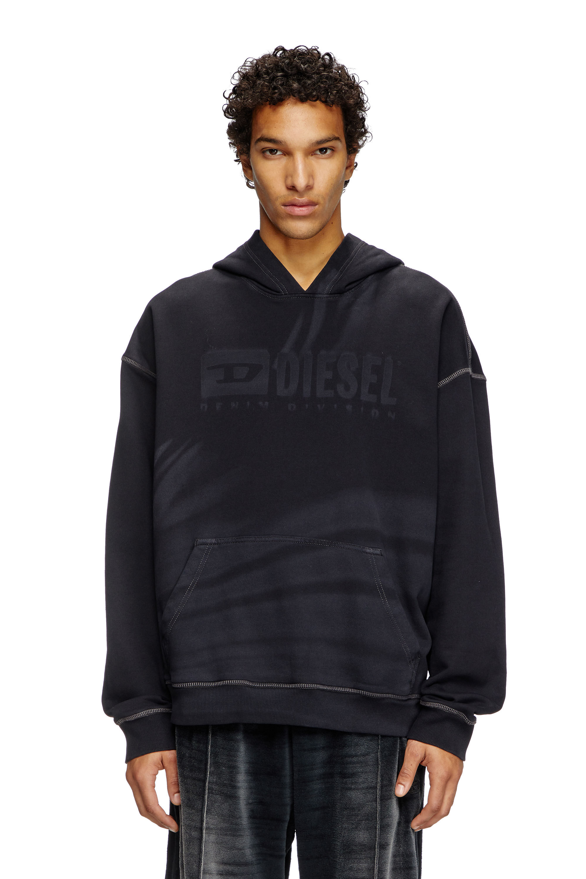 Diesel - S-BOXT-HOOD-R9, Man's Laser-faded logo hoodie in Black - 3