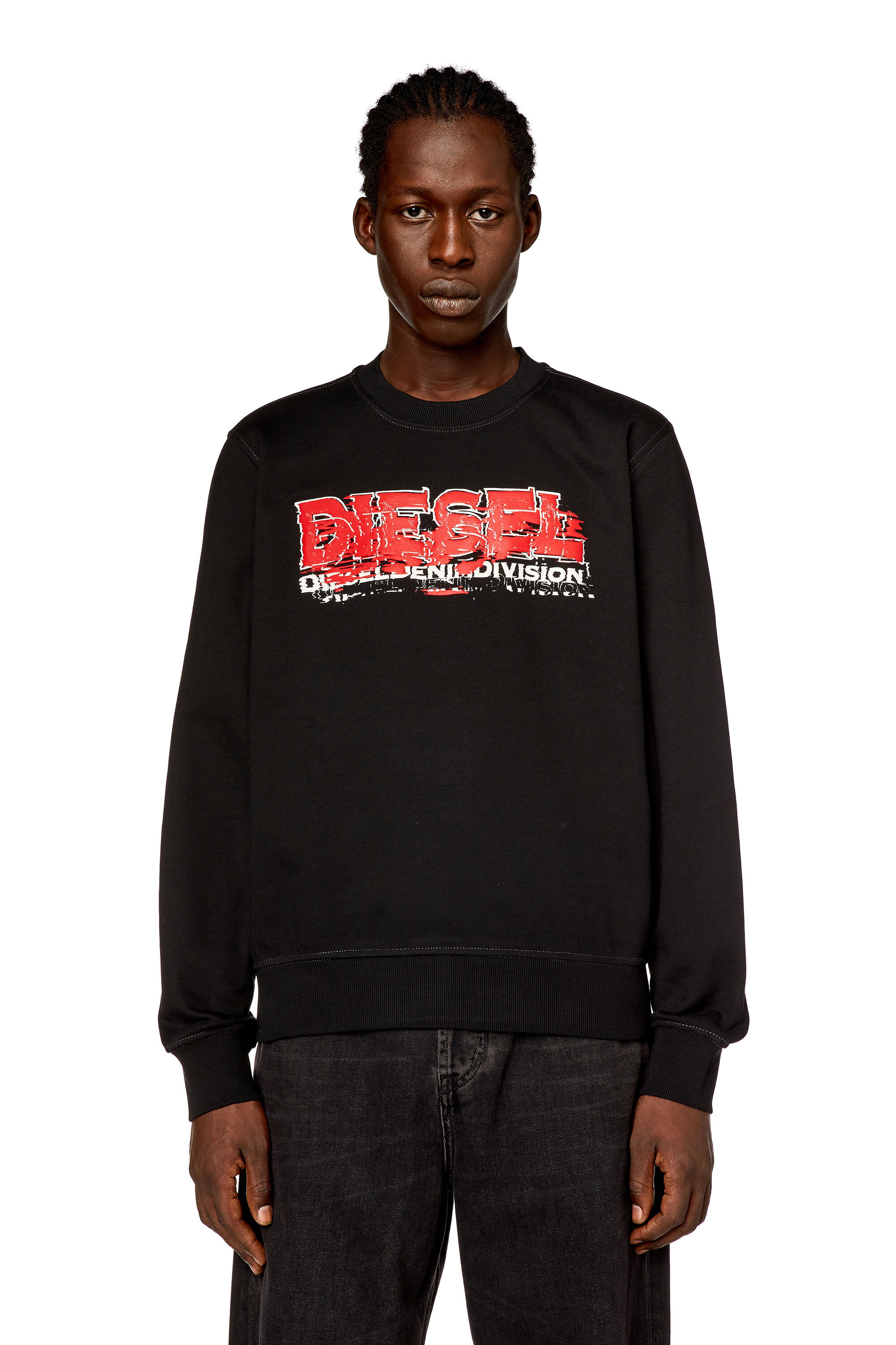 Diesel - S-GINN-K40, Man's Sweatshirt with glitchy logo in Black - 2