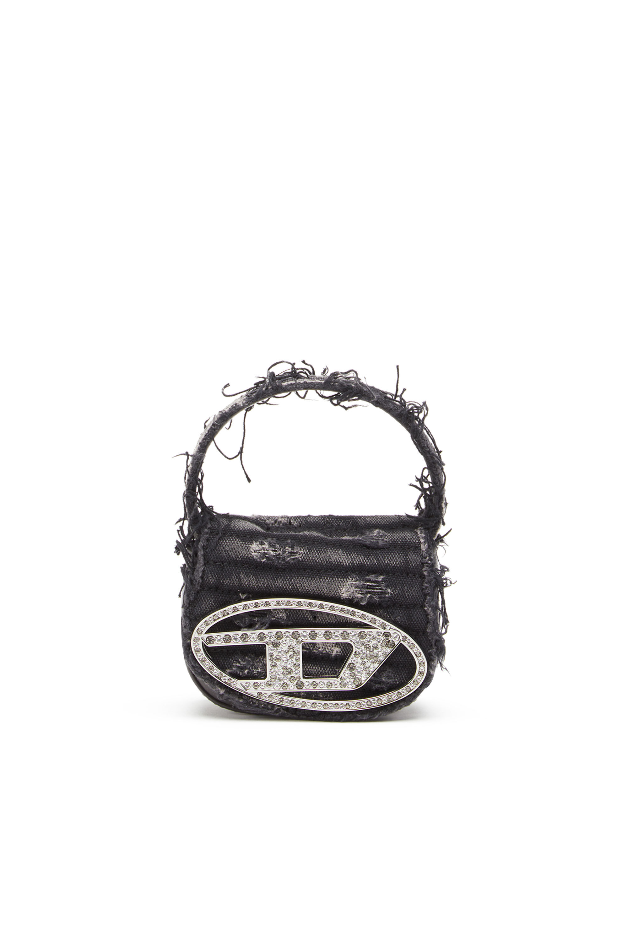 Diesel - 1DR XS, Woman 1DR XS - Iconic mini bag in canvas and crystals in Black - Image 1