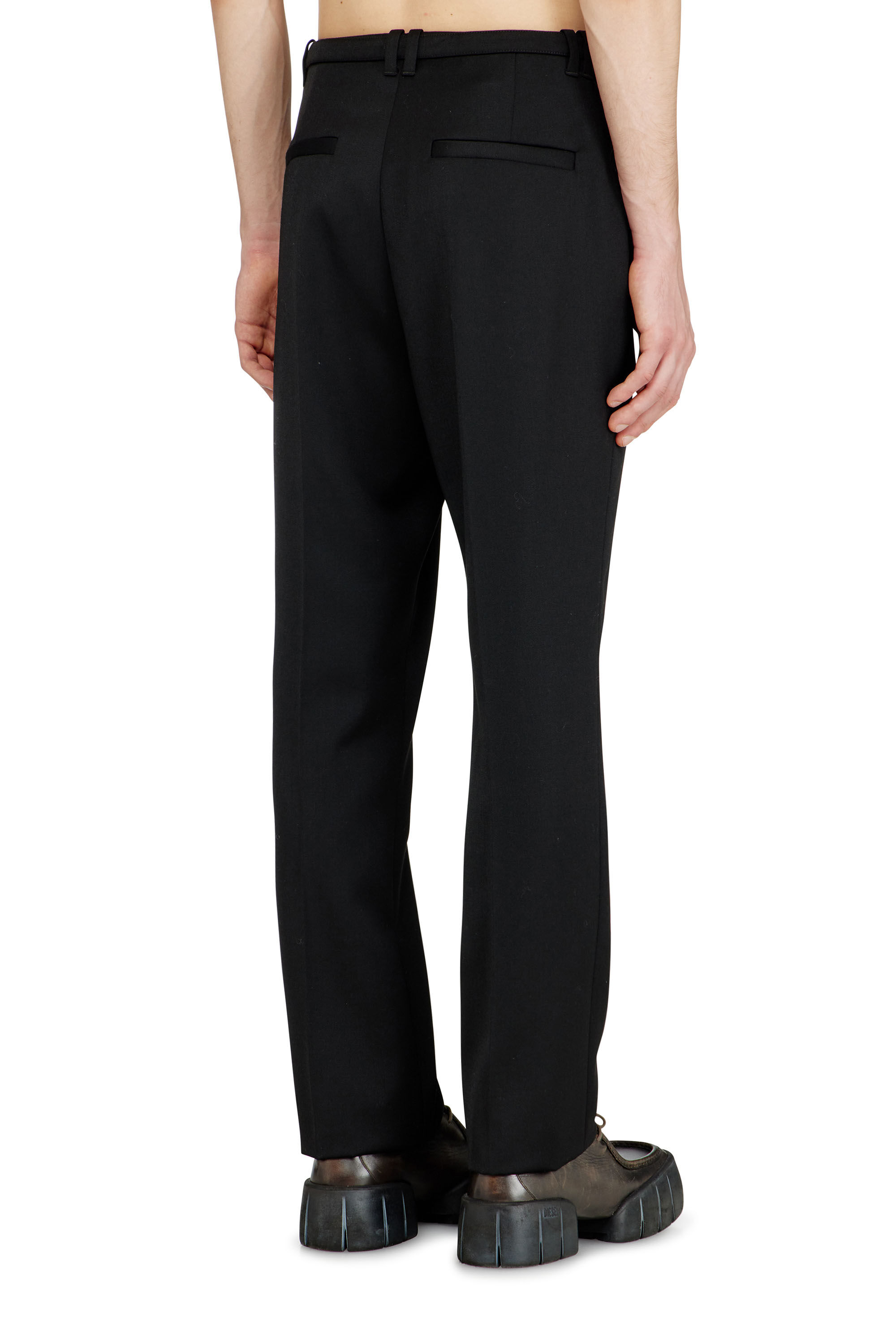Diesel - P-NEDAR-A, Man's Tailored pants with biker belt strap in Black - 4