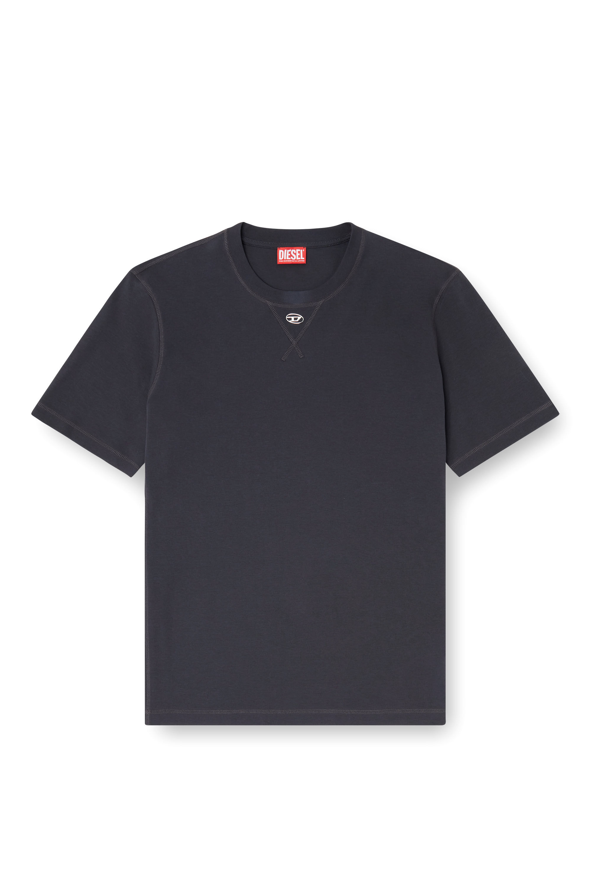 Diesel - T-MADJUST-TR, Man's Regular T-shirt with crew neck and Oval D in Dark grey - 2