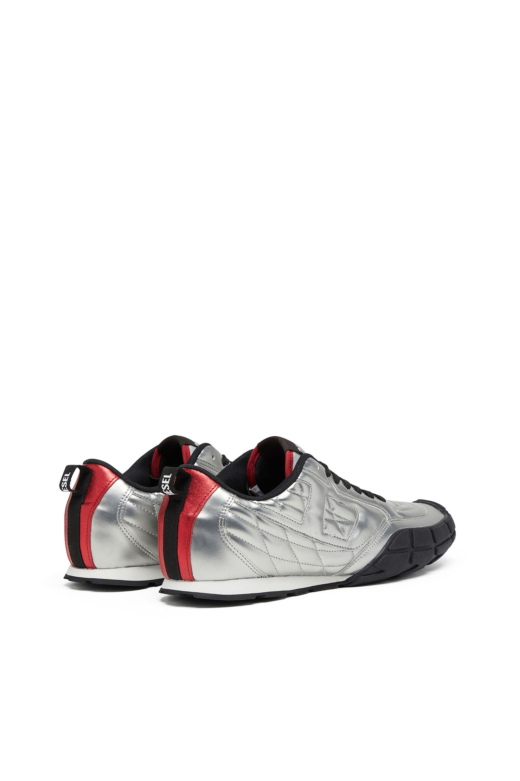 Diesel - S-PAGODHA LOW, Man's S-Pagodha-Quilted metallic sneakers in Silver/Black - 3