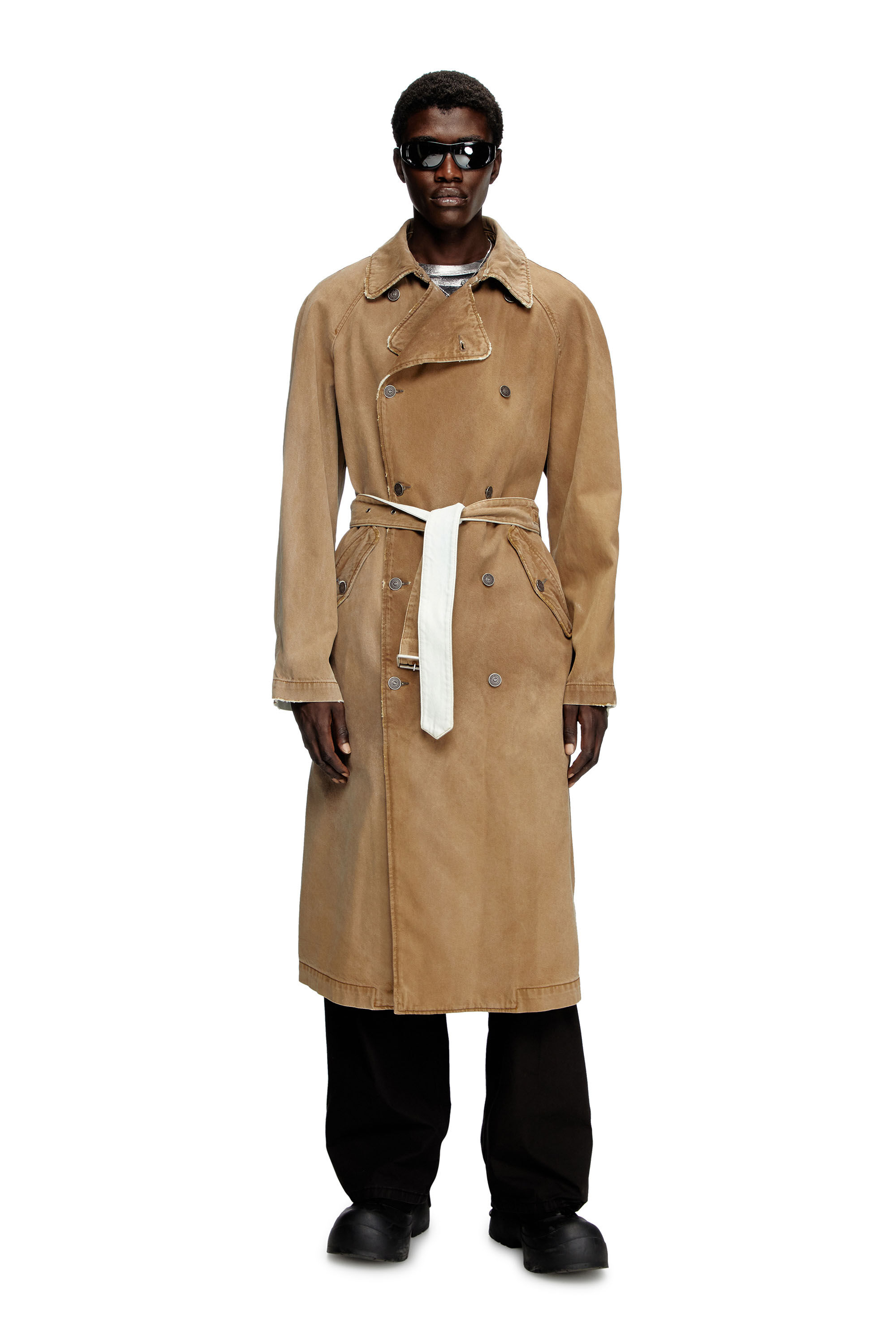 Diesel - D-DELIRIOUS-D, Unisex's Trench coat in overdirt denim in Light Brown - 1