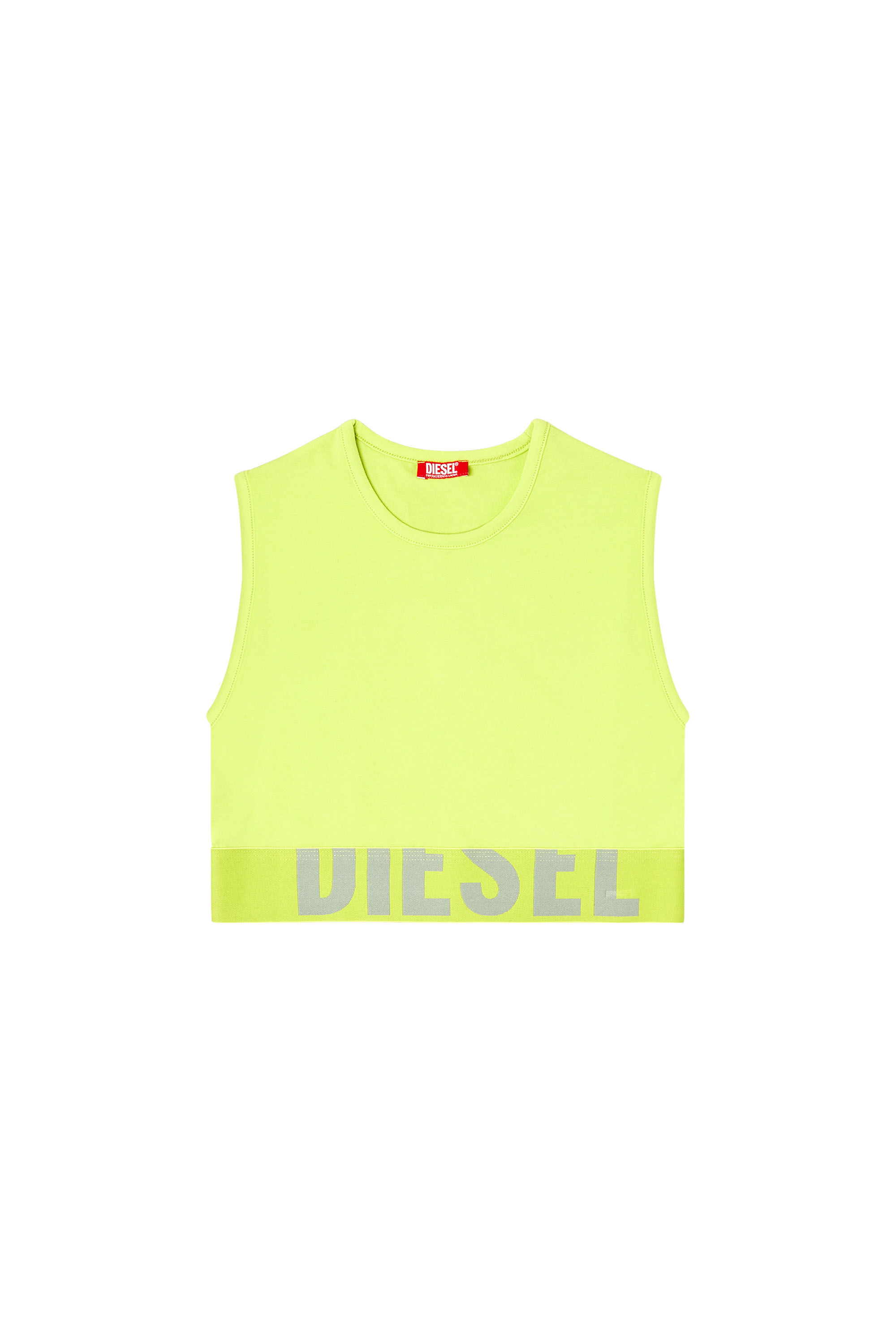 Diesel - ADA-D-POP, Woman's Cropped tank top with cut-off logo in Green Fluo - 6