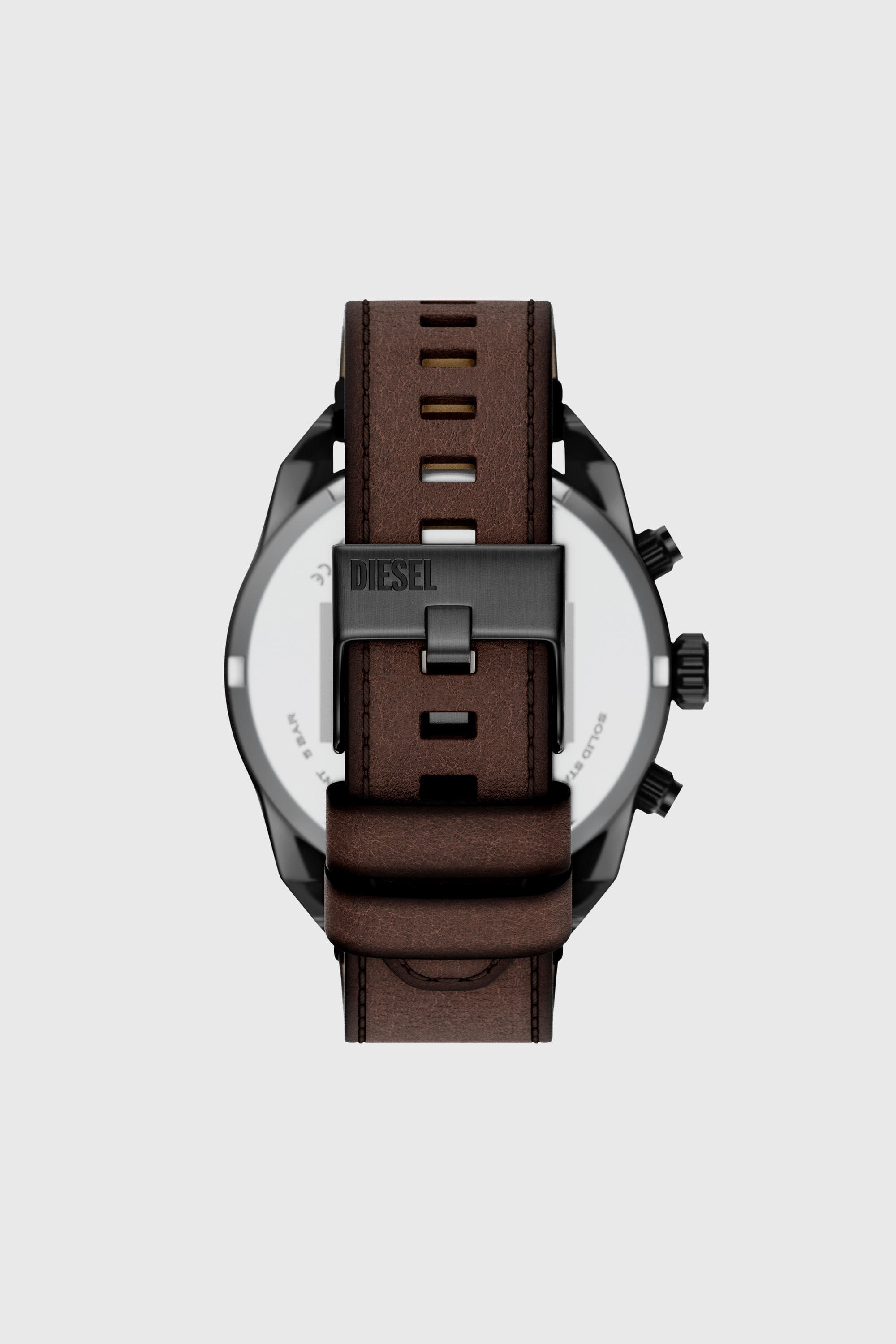 Diesel - DZ4735 WATCH, Man's Spiked brown leather watch in Brown - 3