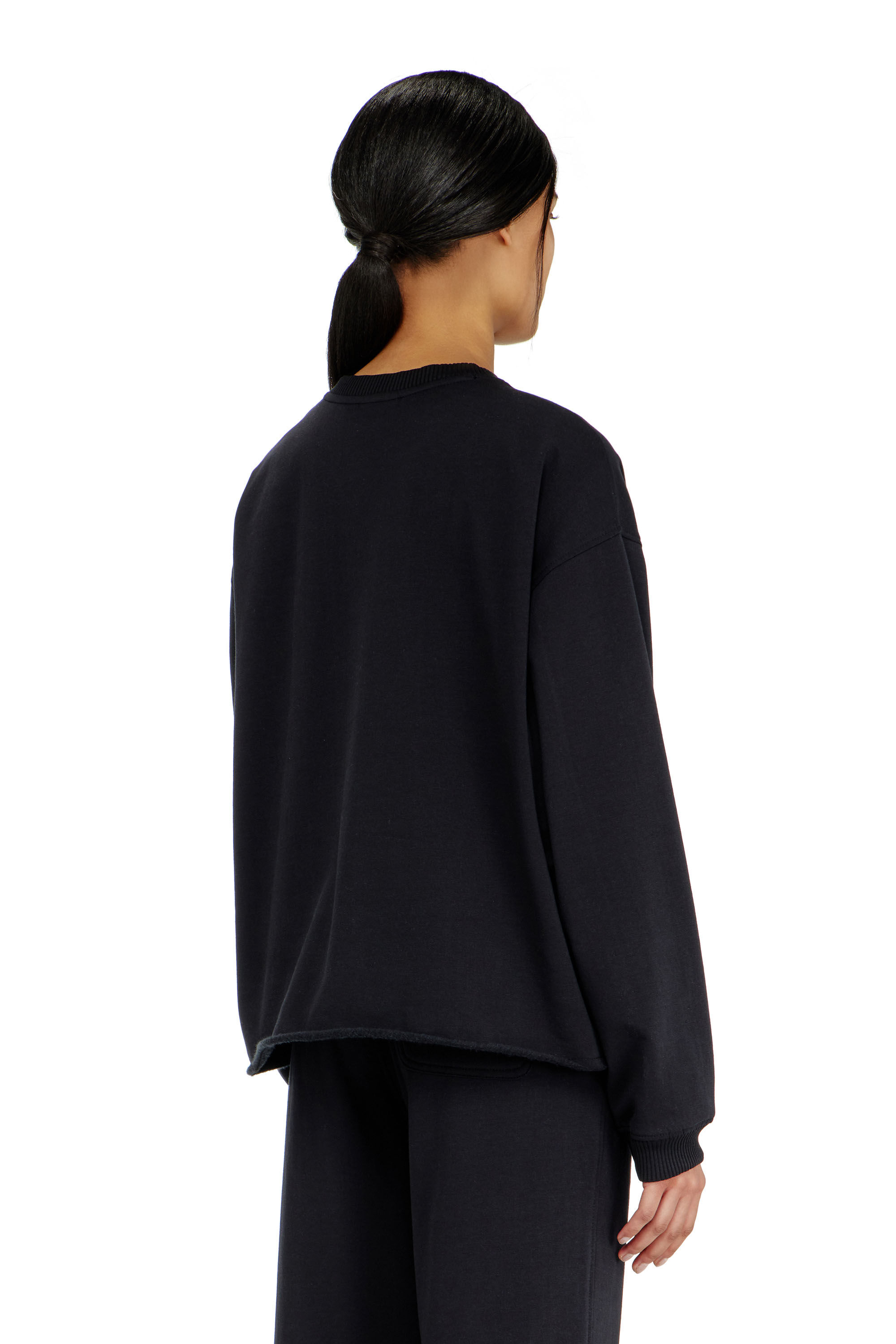 Diesel - PATRICIA-D-CORE, Woman's Peached sweatshirt with raw hem in Black - 3