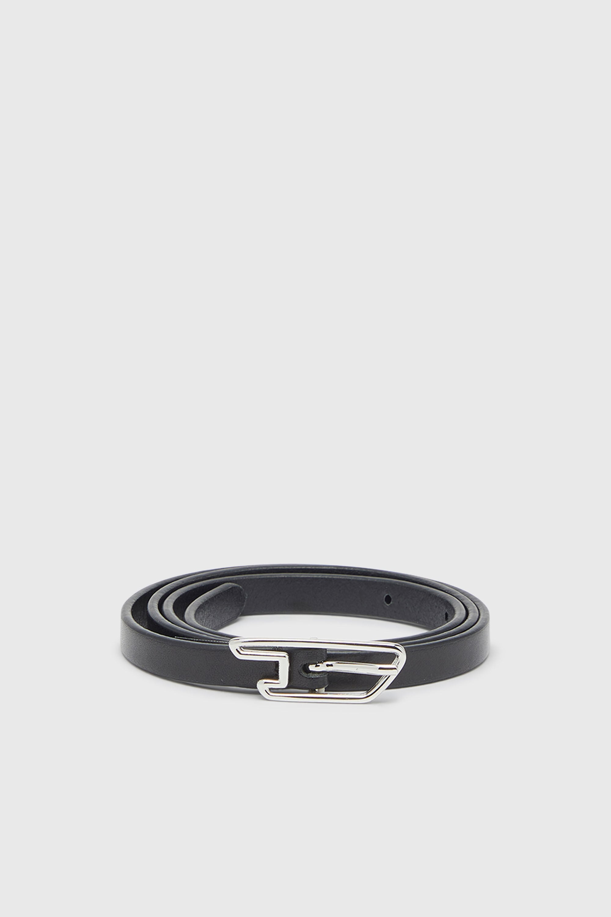 Diesel - B-D LINE W 10, Woman's 1.5cm belt in pull-up leather with D buckle in Black - 1