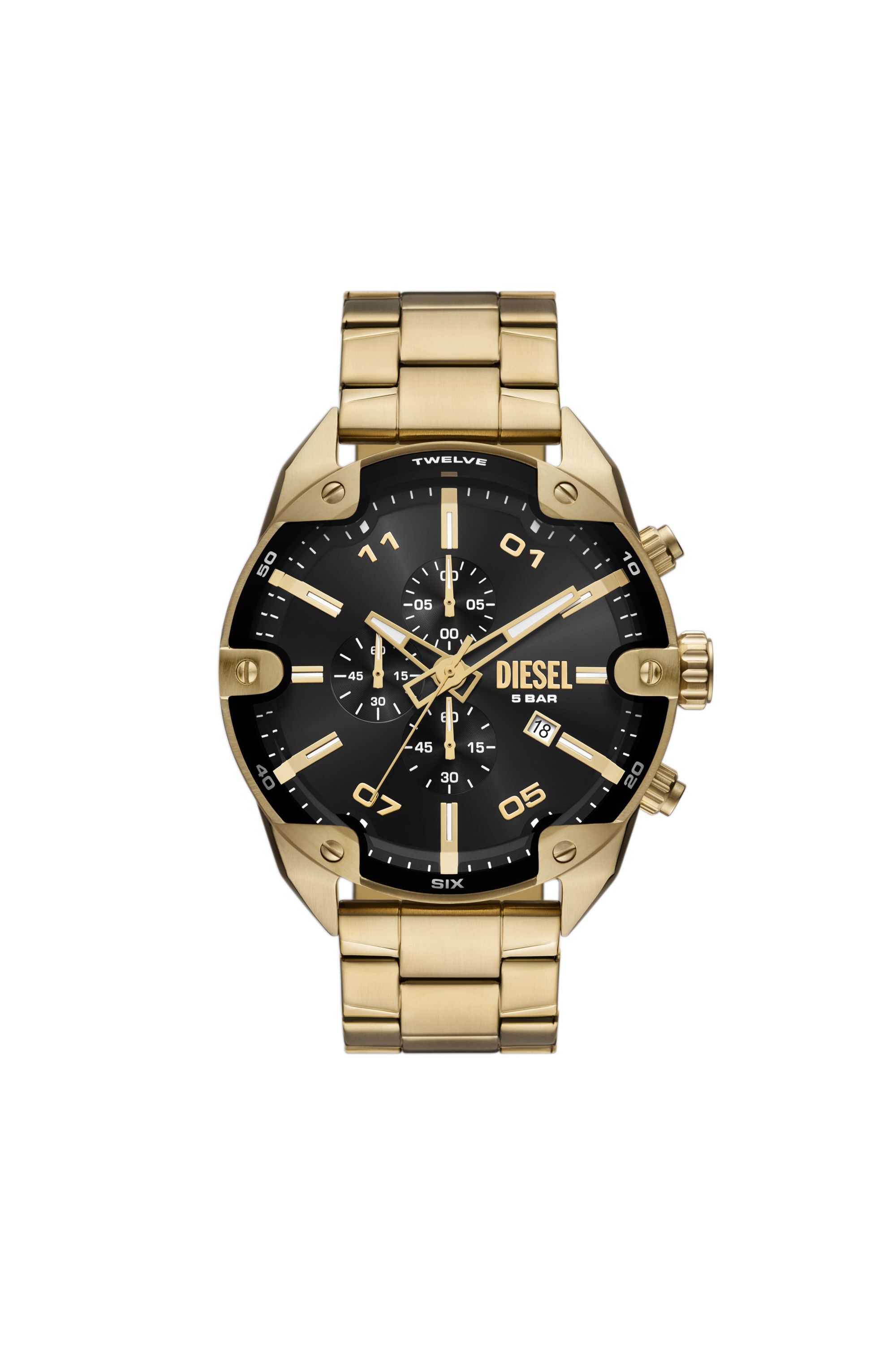 Men's Diesel Spiked Chronograph Gold-Tone Stainless Steel