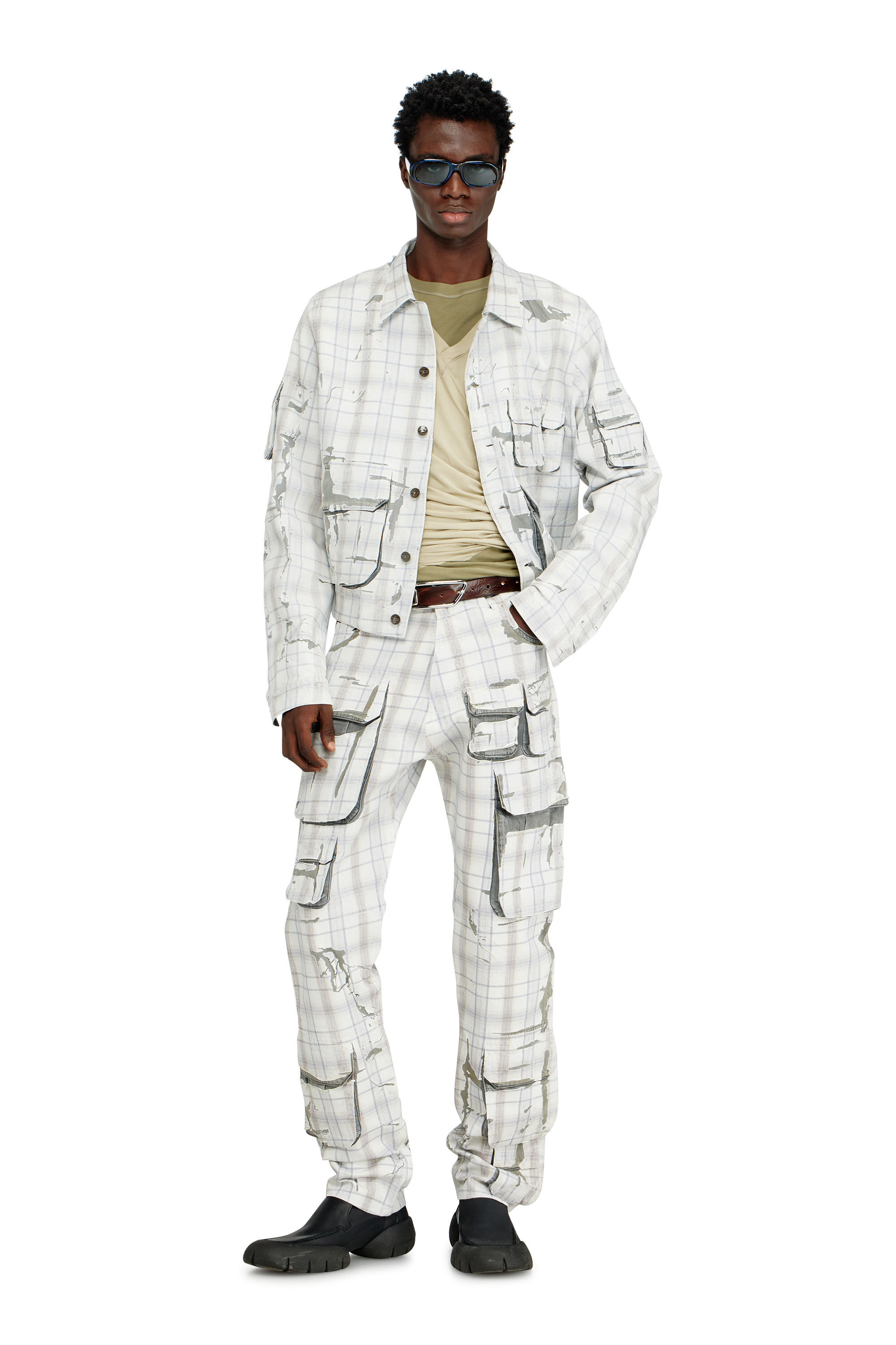 Diesel - D-VALEN-FSI1, Man's Denim jacket with peel-off effect in Grey - 1