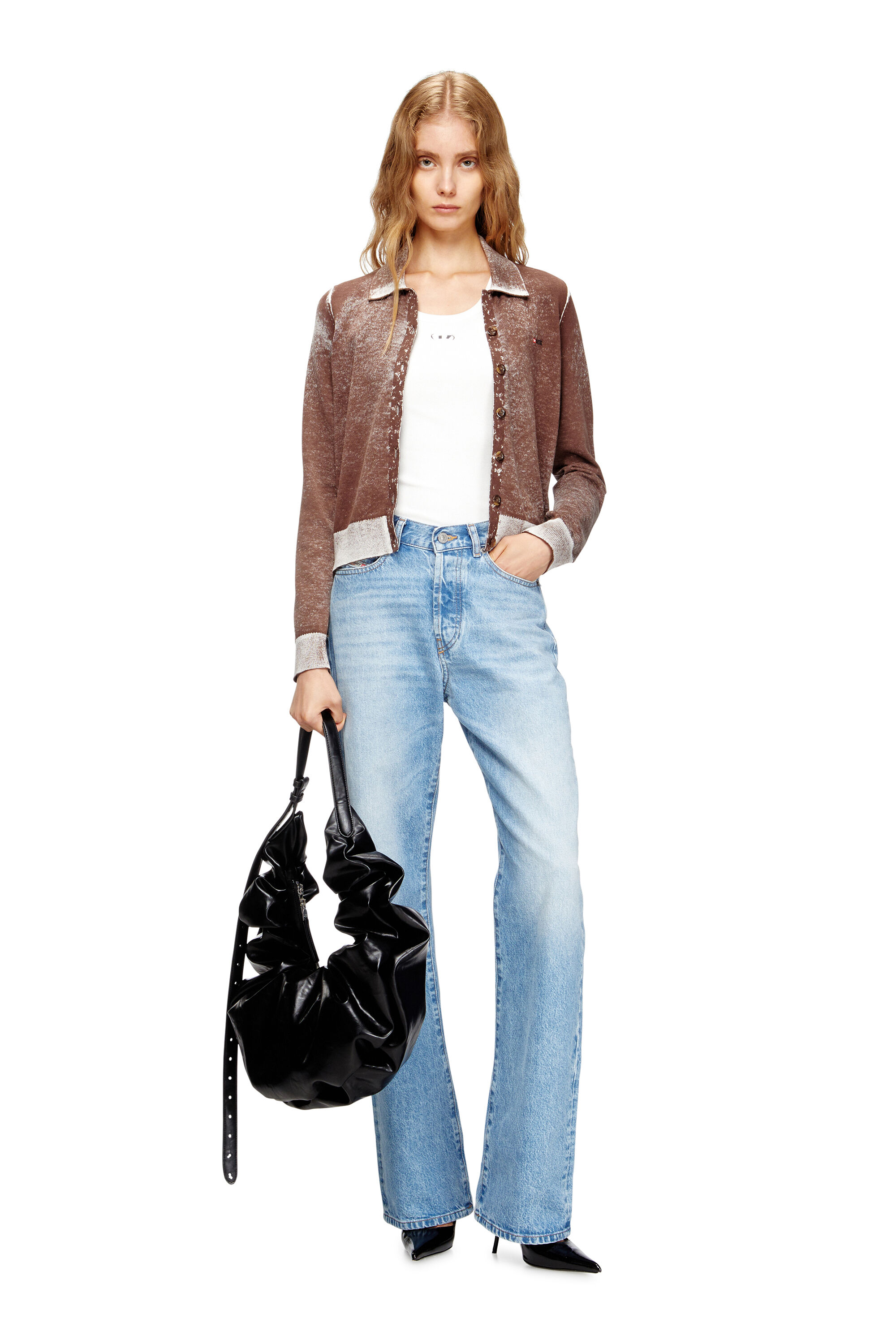 Diesel - GRAB-D HOBO L, Woman's Grab-D L-Large scrunched hobo bag in shiny PU in Black - 6