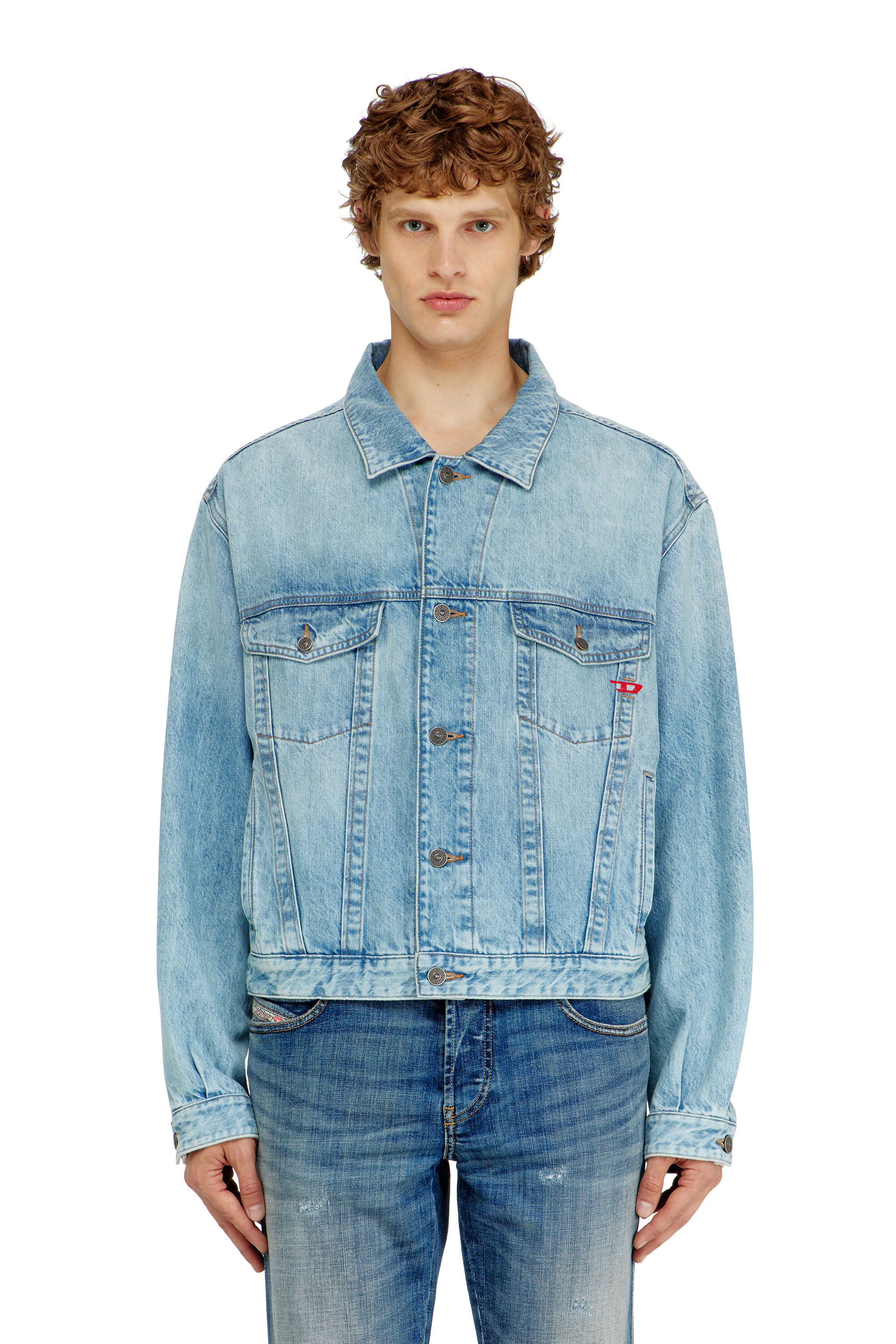 Diesel - D-RANGER, Unisex's Trucker jacket in denim in Light Blue - 3