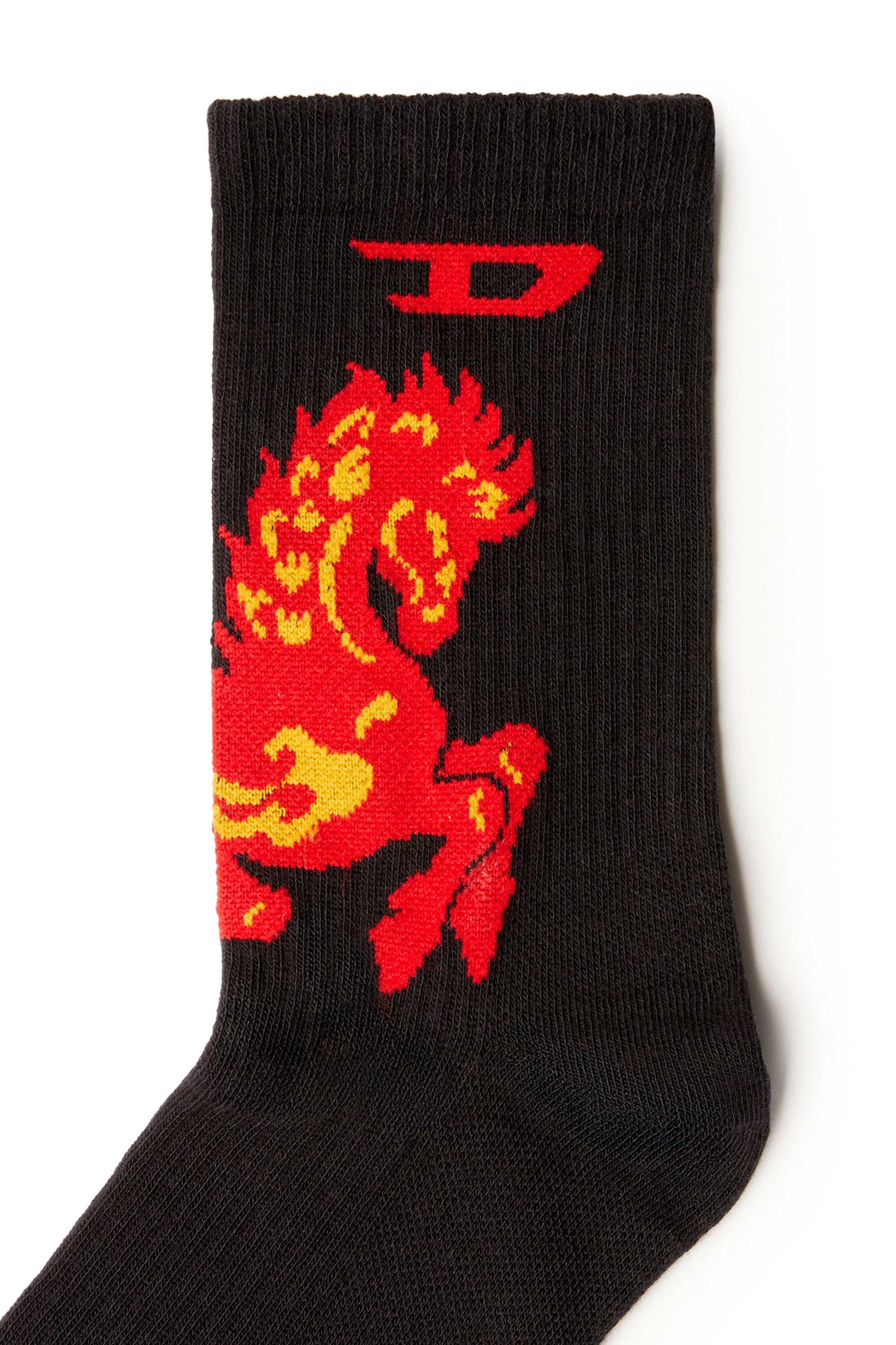 Diesel - SKM-D-TENNIS-CREW-17,5, Man's Three-pack cotton socks with horse and logo in Black - 2