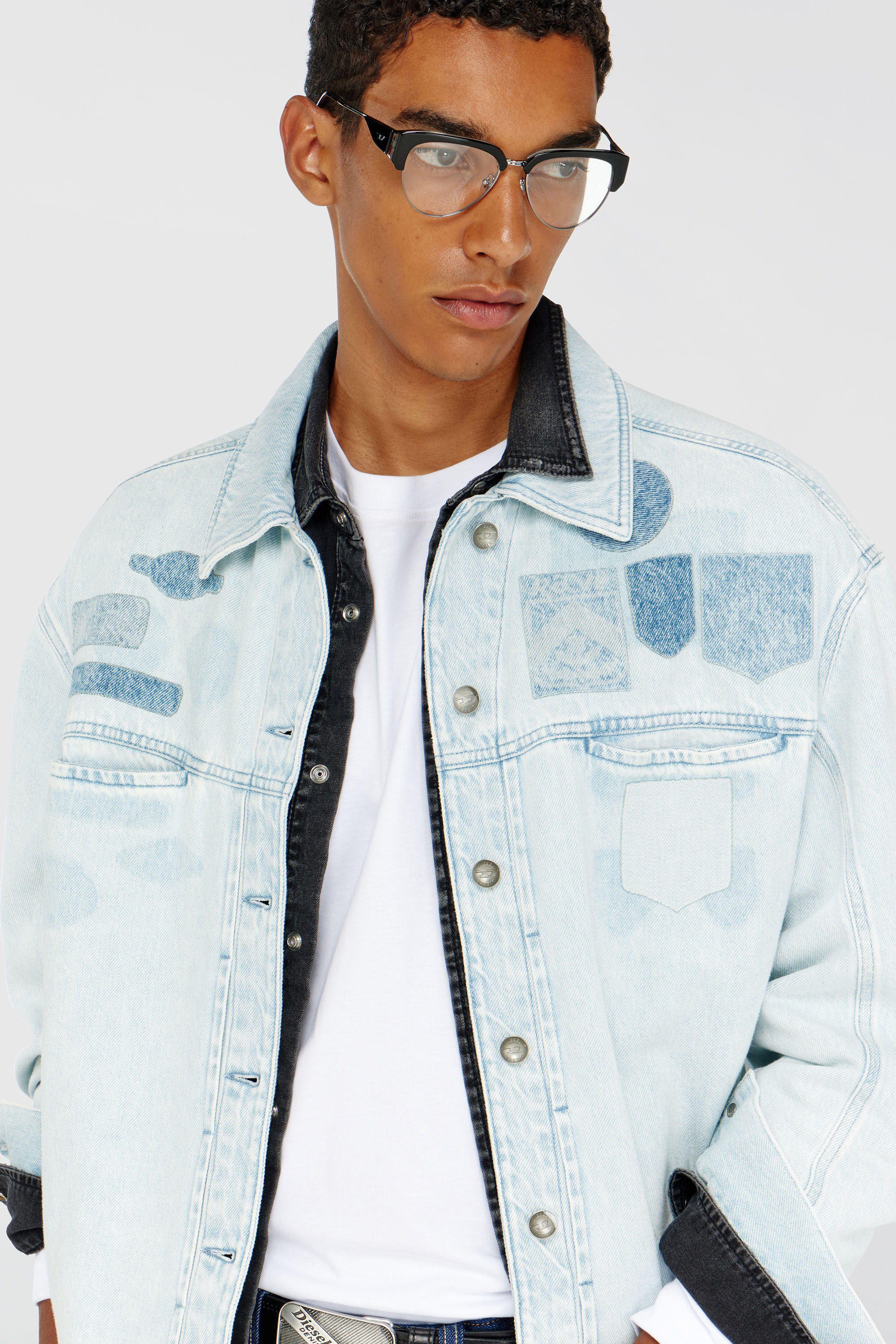 Diesel - D-RYMAVO-S, Unisex's Denim overshirt with patch effects in Light Blue - 5