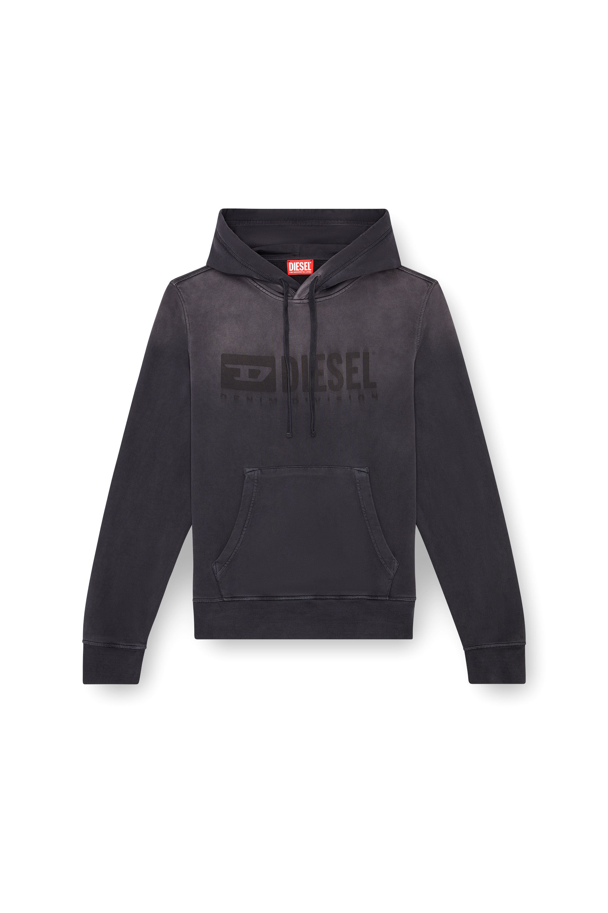 Diesel - S-GINN-HOOD-K44, Man Faded hoodie with Denim Division logo in Black - Image 2