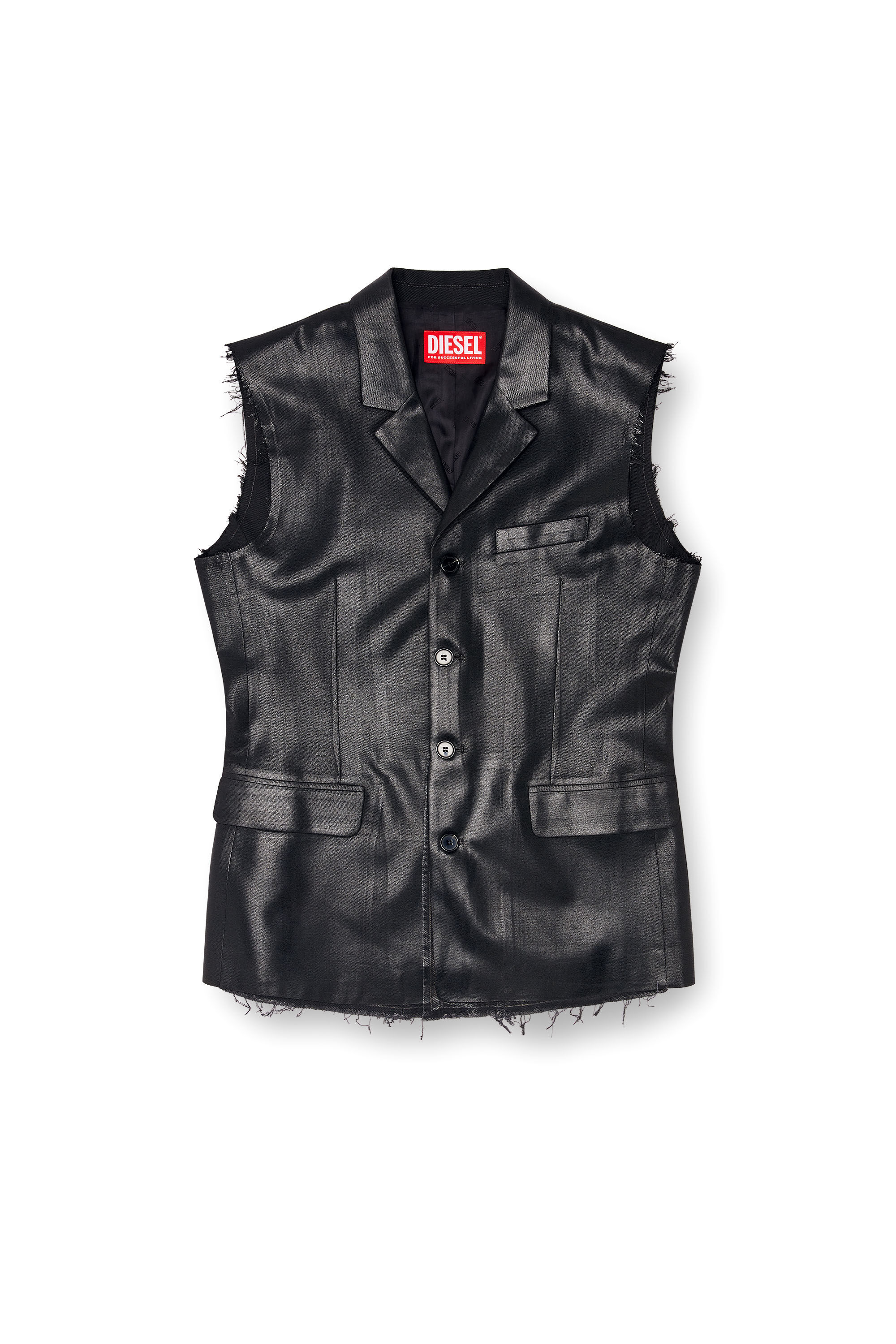 Diesel - J-PHOX-HEAV, Man's Tailored vest with coated front in Black - 2