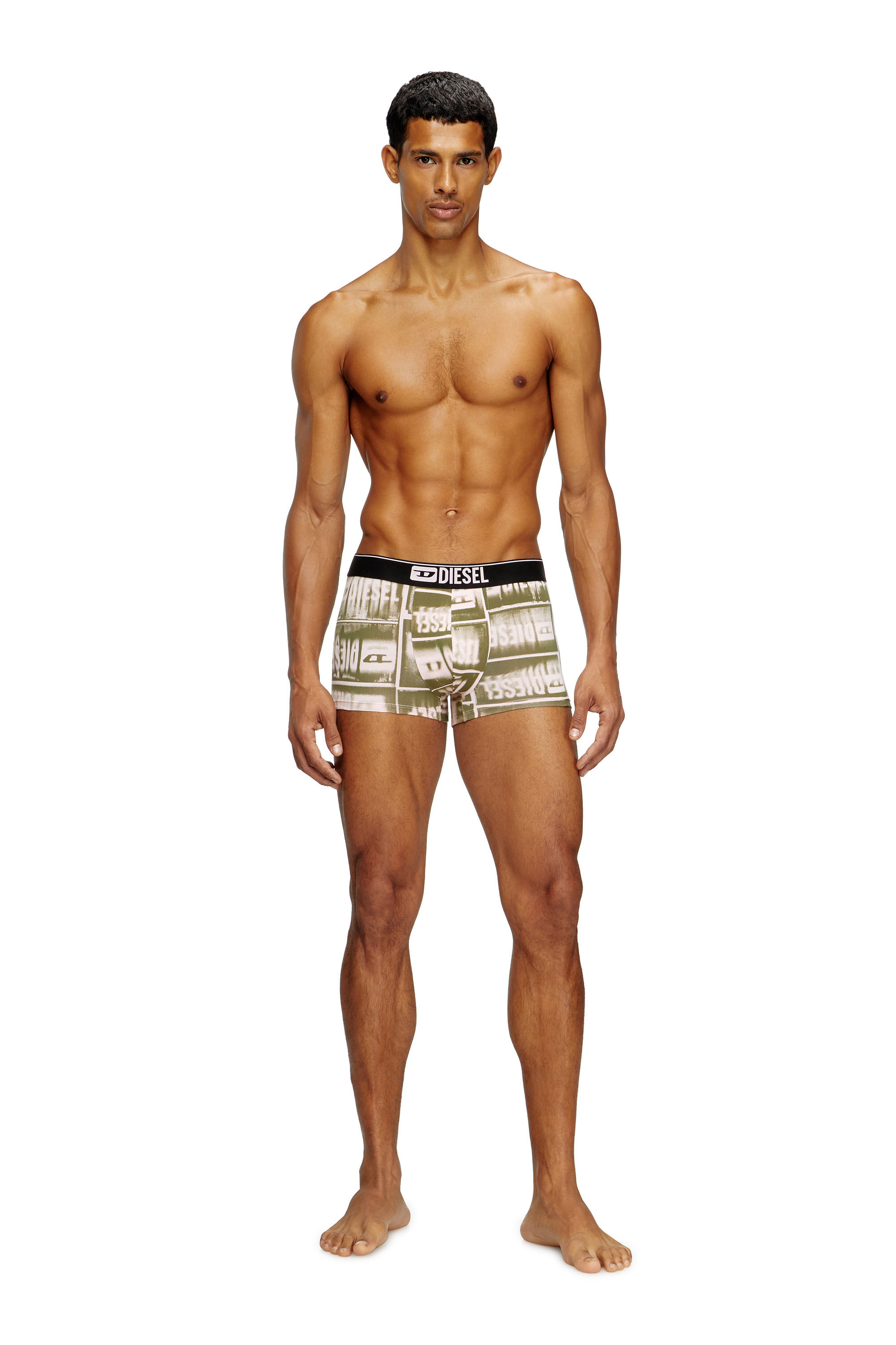Diesel - DAMIEN-D-BOX, Man's Boxer briefs with faded logo print in Green - 3