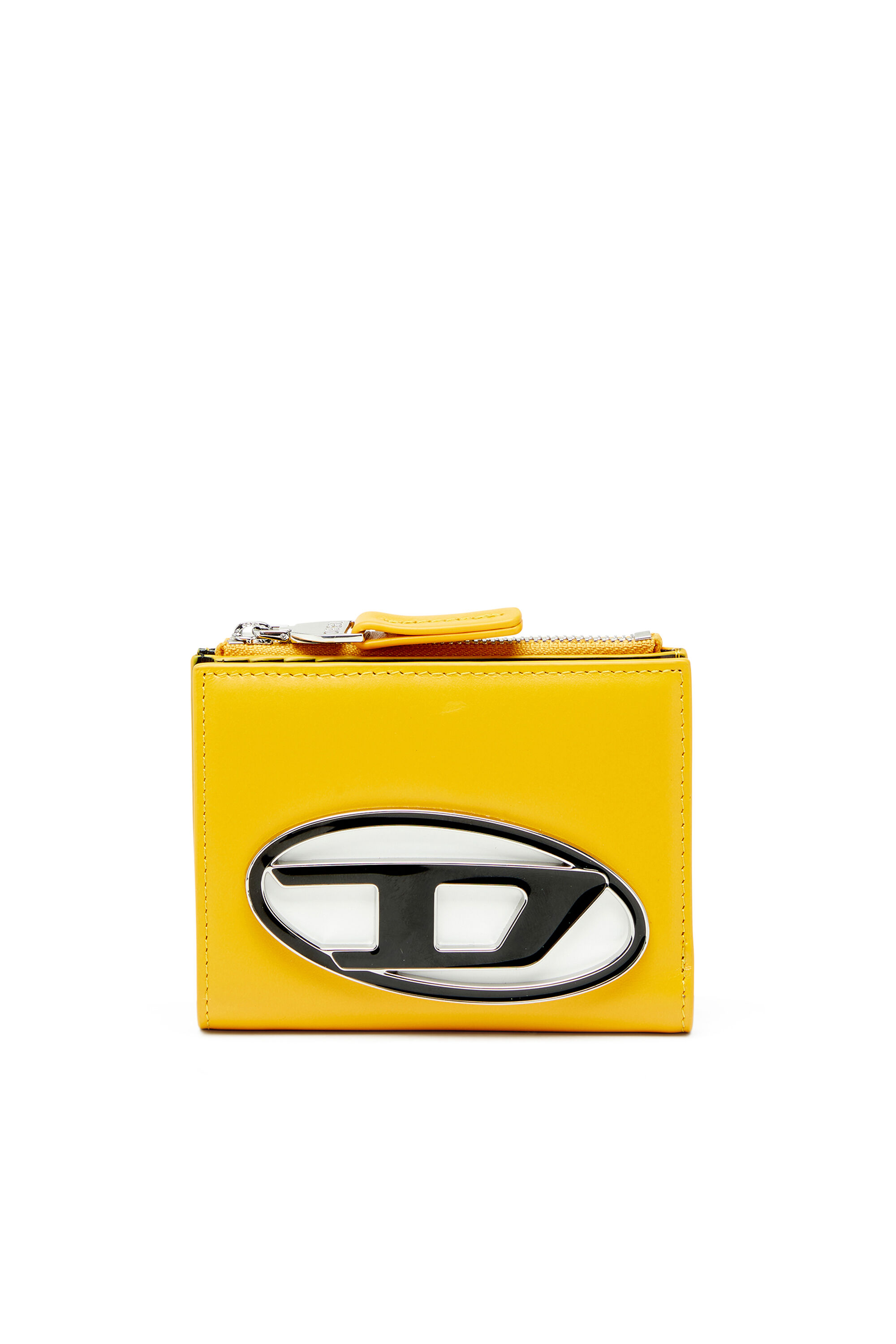 Diesel - 1DR BI-FOLD ZIP II, Woman's Small bi-fold wallet in leather in Yellow - 1