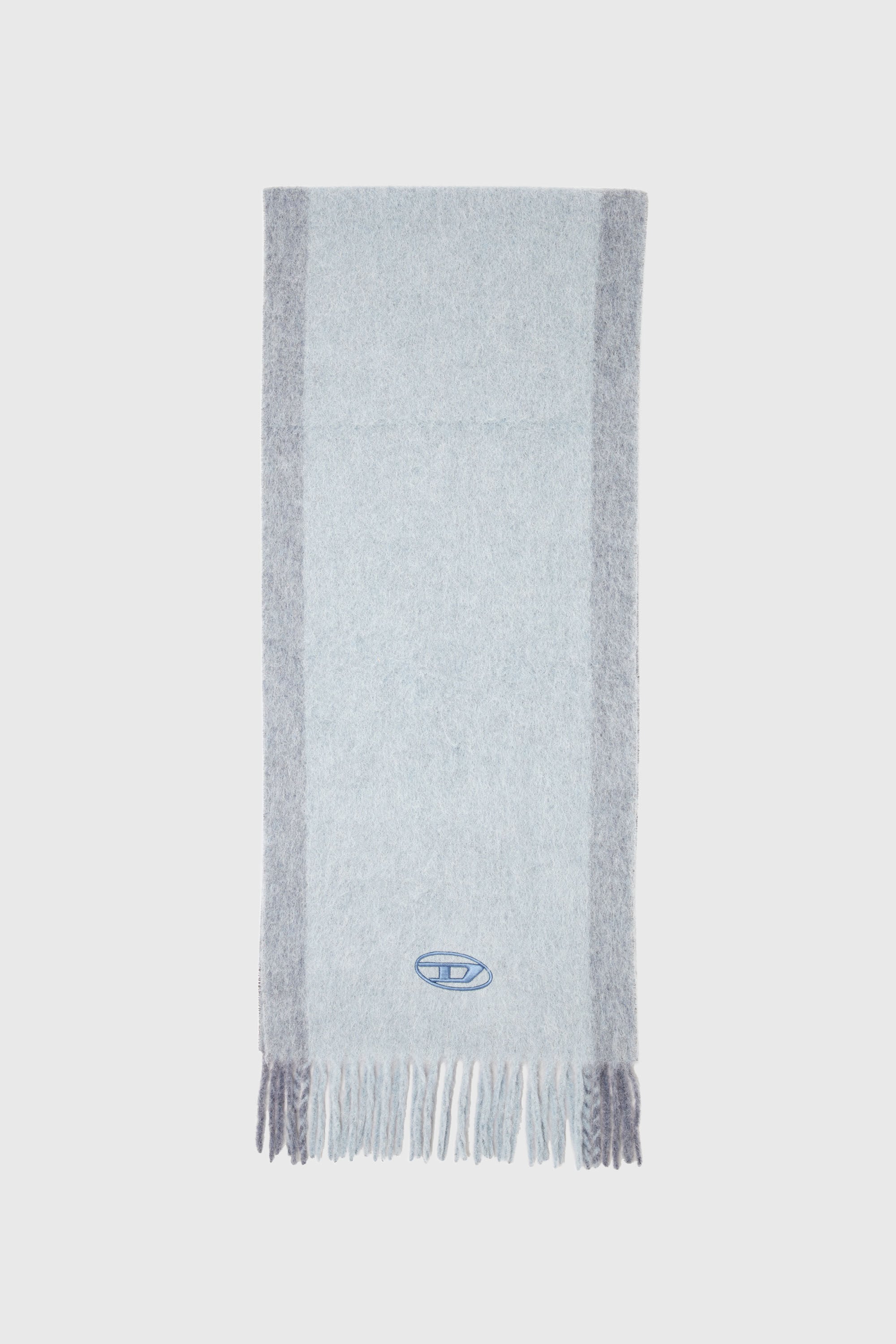 Diesel - S-OLID, Man's Wool-blend scarf with contrast stripes in Light Blue - 1