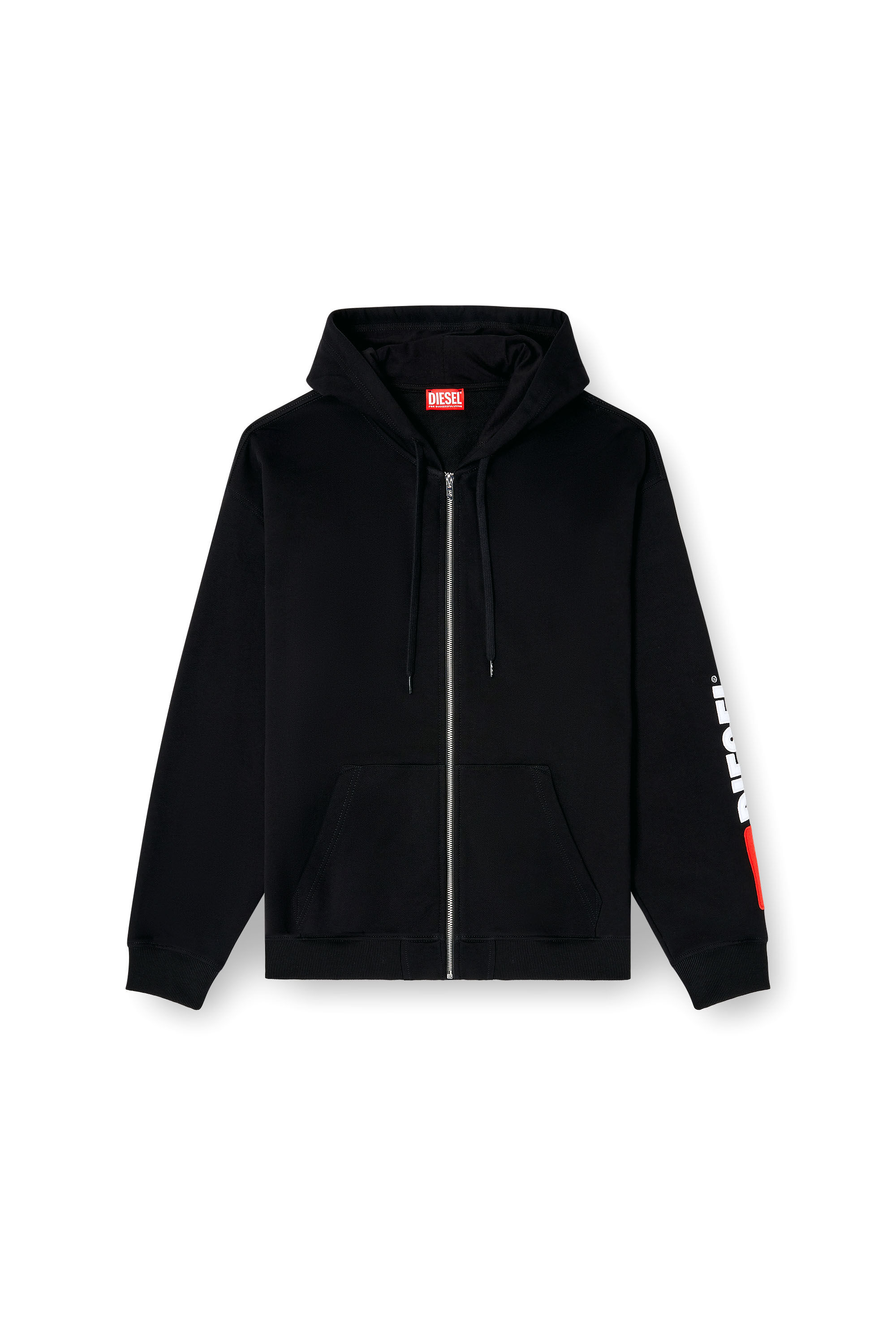 Diesel - S-BOXT-ZIP-HOOD-DIV, Man's Hoodie with logo patch embroidery in Black - 2