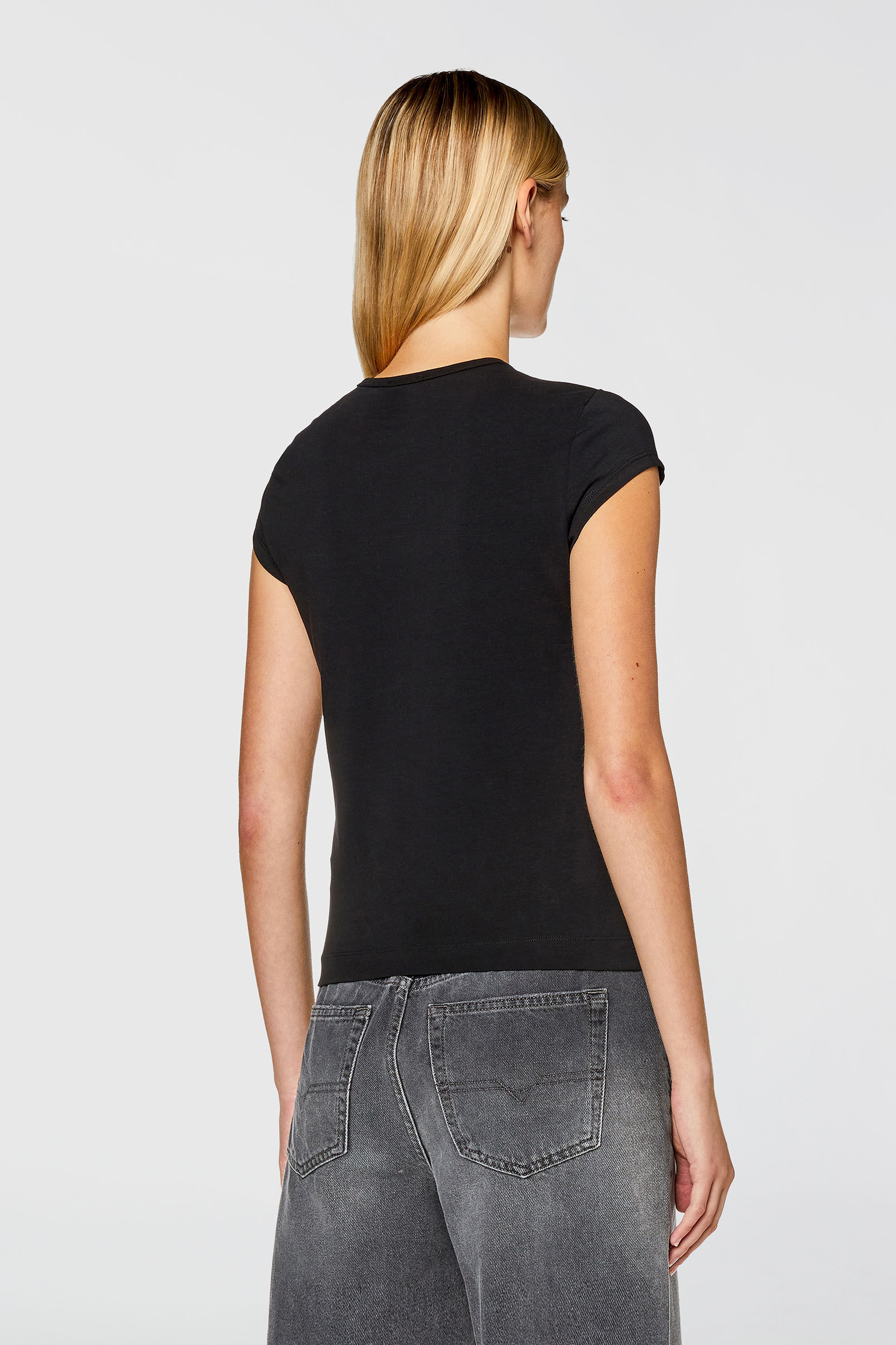 Diesel - T-ANGIE, Woman's T-shirt with Oval D logo in Black - 4