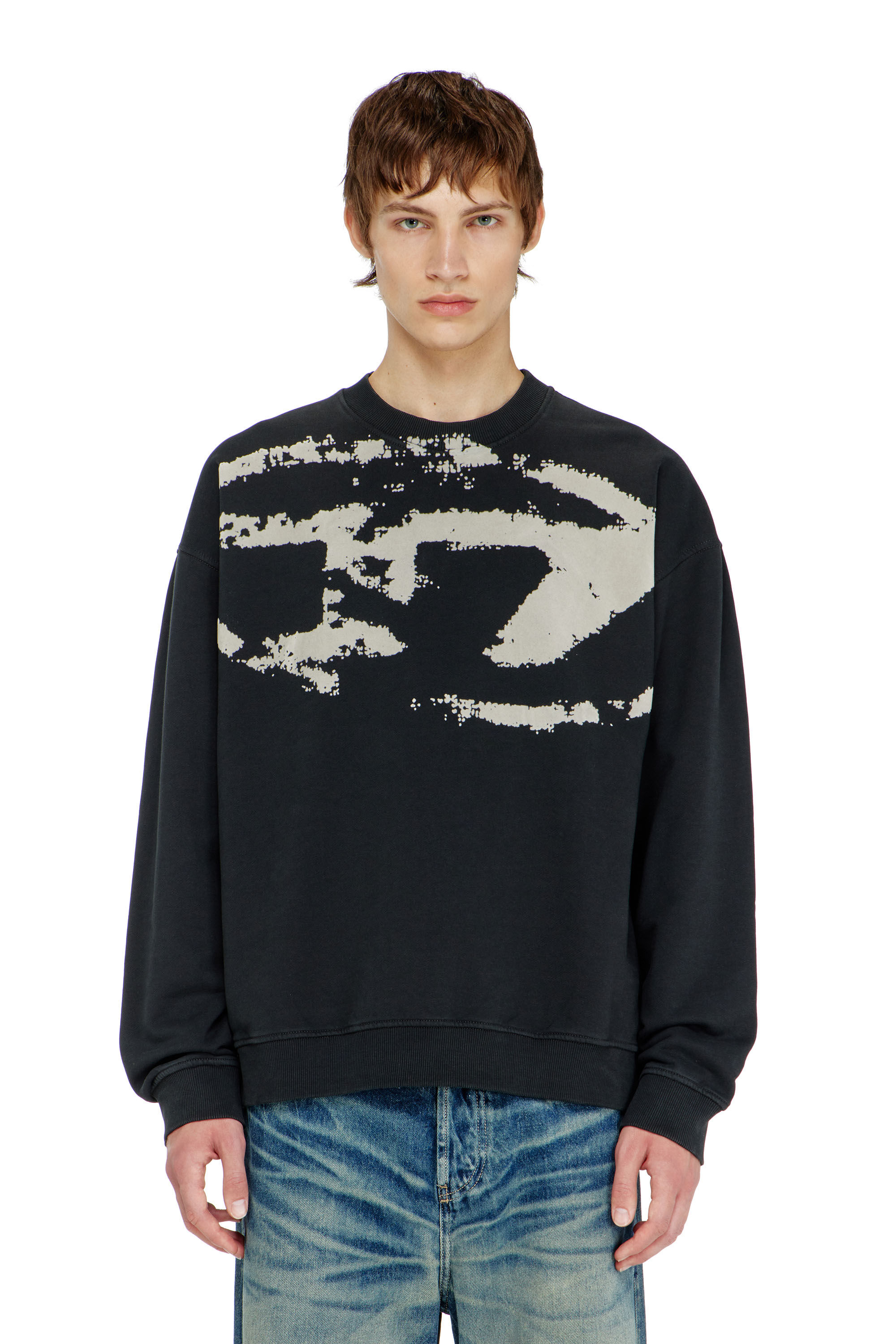 Diesel - S-BOXT-N5, Man's Cotton sweatshirt with flocked Oval D in null - 5