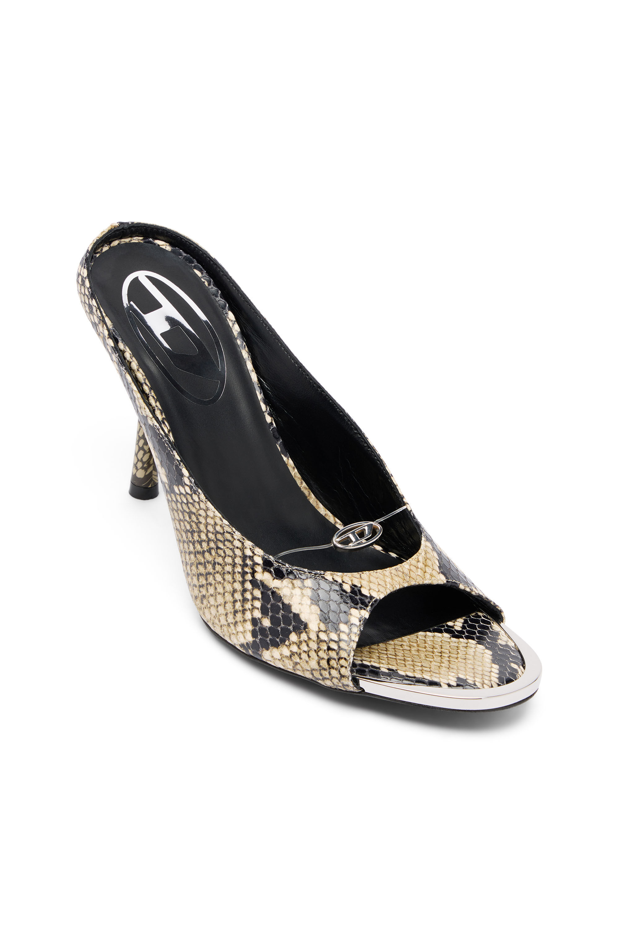 Diesel - D-DIAM'S SA 90, Woman's D-Diam's-High leather mule with floating Oval D in Multicolor - 6